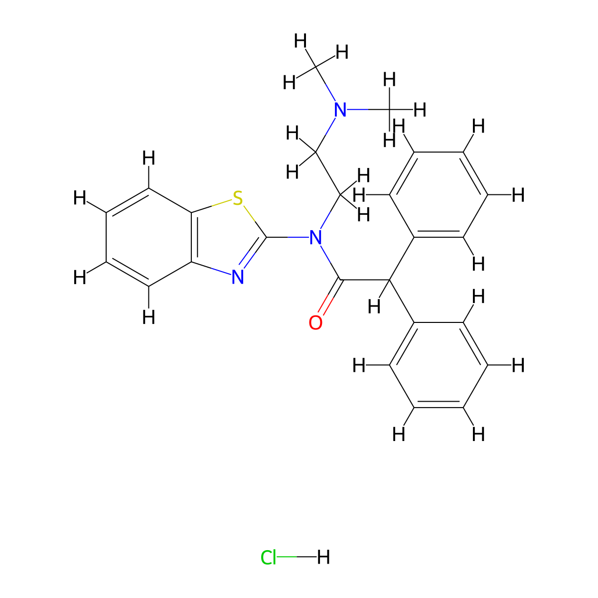 N-(benzo[d]thiazol-2-yl)-N-(2-(dimethylamino)ethyl)-2,2-diphenylacetamide hydrochloride molecular structure, CAS 1215715-26-6