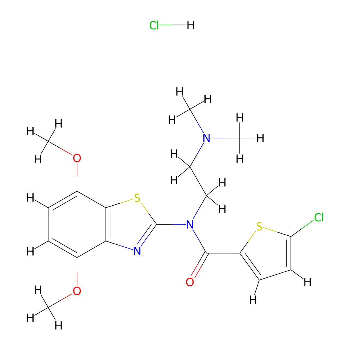 5-chloro-N-(4,7-dimethoxybenzo[d]thiazol-2-yl)-N-(2-(dimethylamino)ethyl)thiophene-2-carboxamide hydrochloride molecular structure, CAS 1215716-50-9