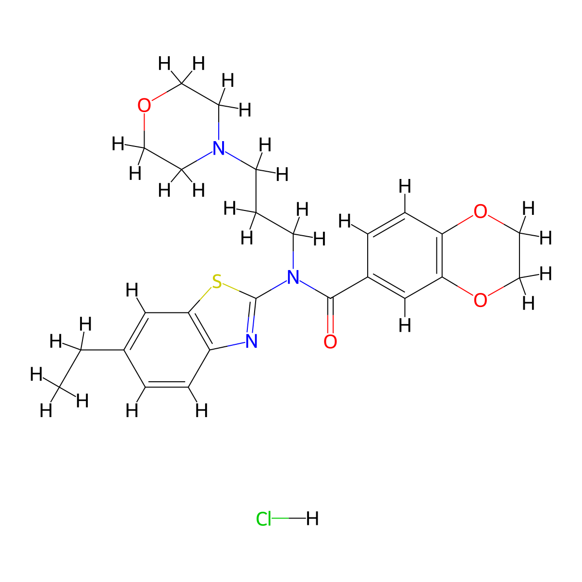 N-(6-ethylbenzo[d]thiazol-2-yl)-N-(3-morpholinopropyl)-2,3-dihydrobenzo[b][1,4]dioxine-6-carboxamide hydrochloride molecular structure, CAS 1215716-57-6
