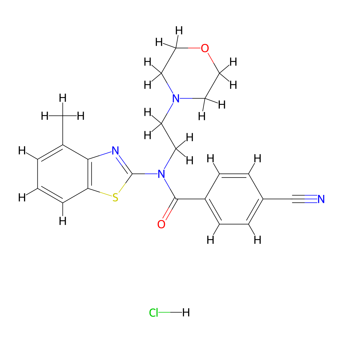4-cyano-N-(4-methylbenzo[d]thiazol-2-yl)-N-(2-morpholinoethyl)benzamide hydrochloride molecular structure, CAS 1215716-79-2