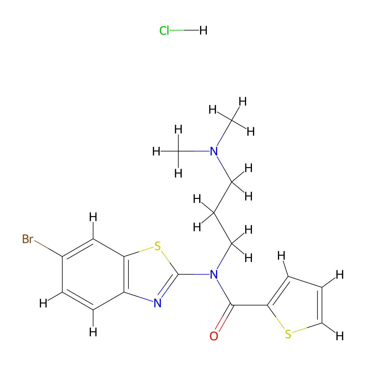 N-(6-bromobenzo[d]thiazol-2-yl)-N-(3-(dimethylamino)propyl)thiophene-2-carboxamide hydrochloride molecular structure, CAS 1215716-99-6