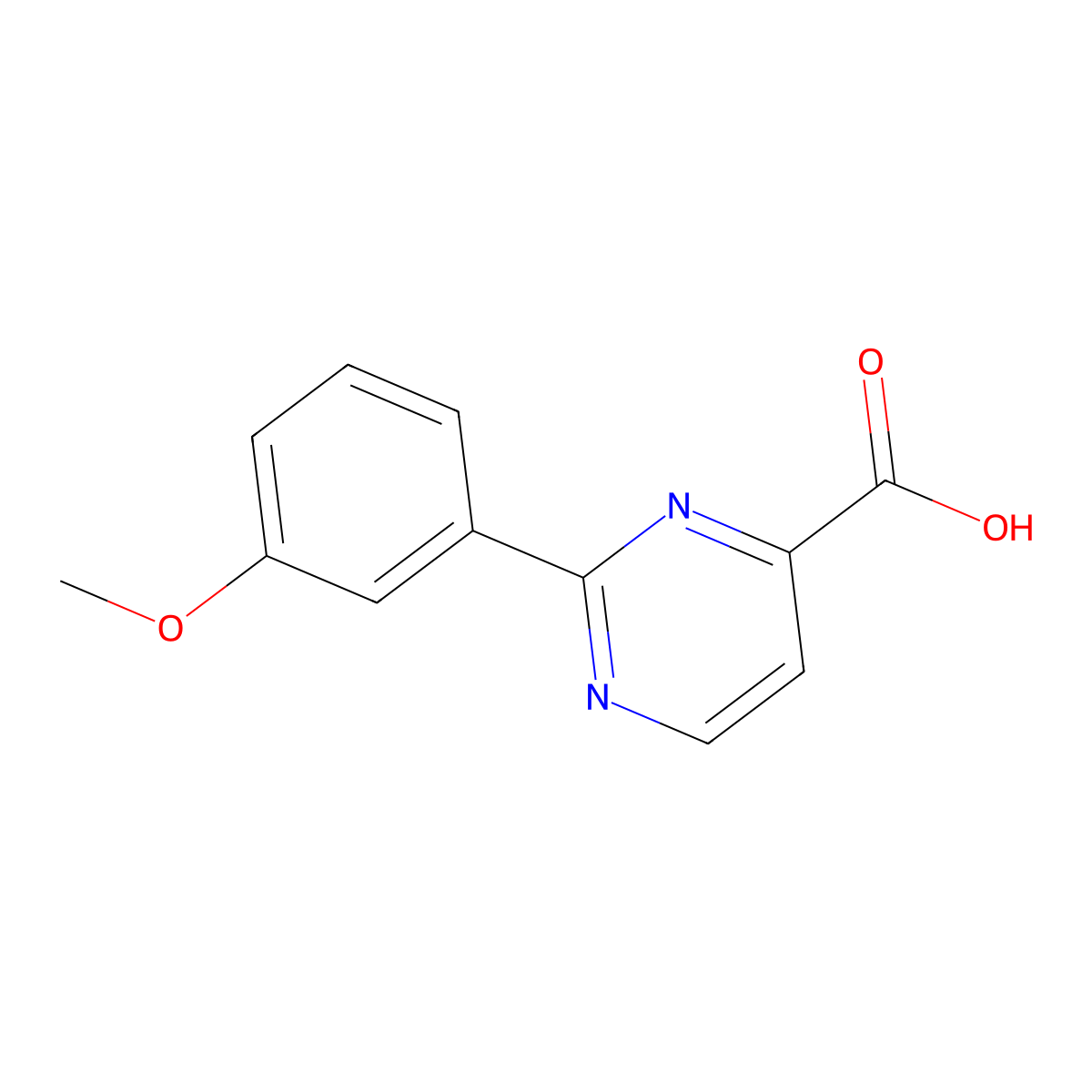 2-(3-Methoxyphenyl)pyrimidine-4-carboxylic acid molecular structure, CAS 1215717-20-6
