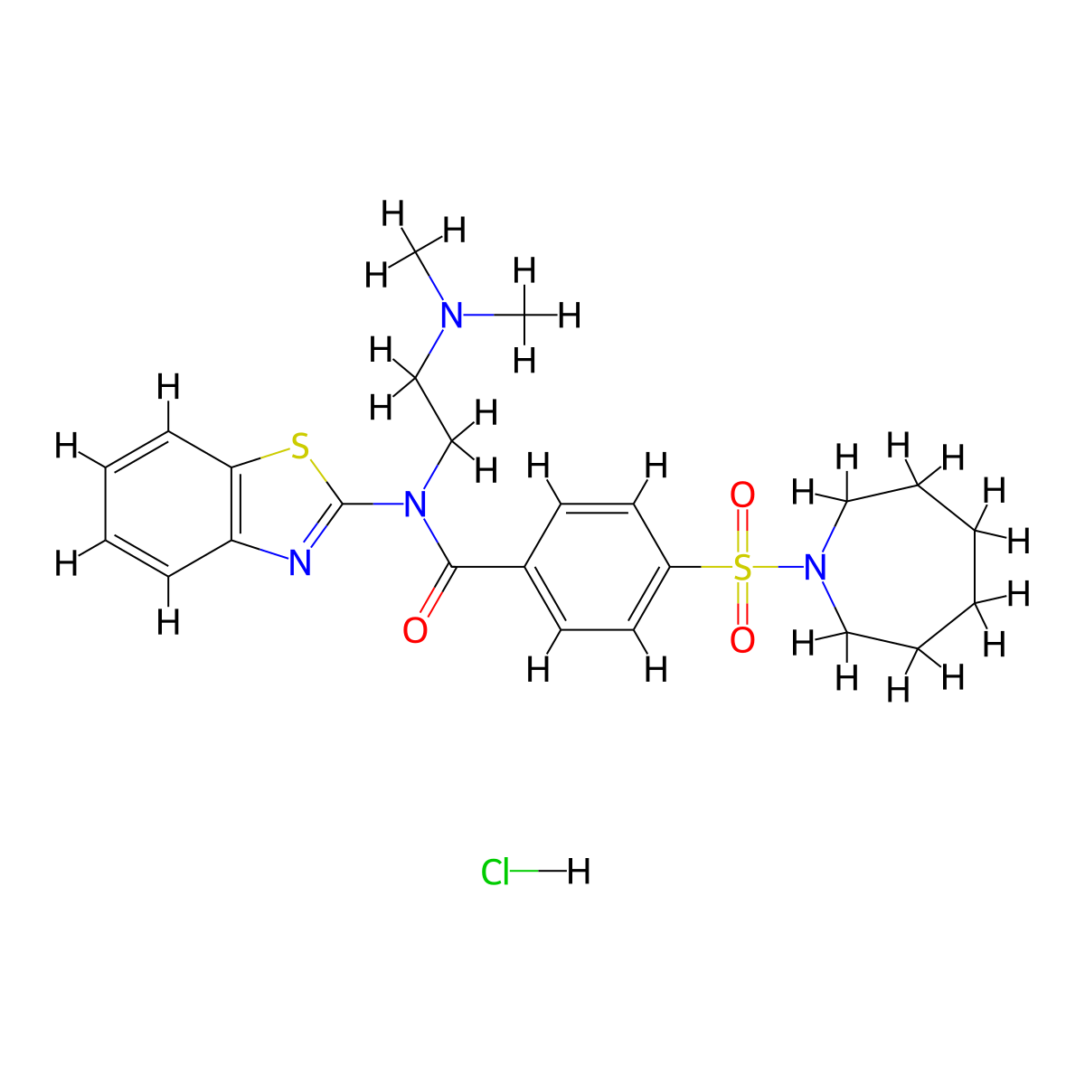 4-(azepan-1-ylsulfonyl)-N-(benzo[d]thiazol-2-yl)-N-(2-(dimethylamino)ethyl)benzamide hydrochloride molecular structure, CAS 1215717-55-7