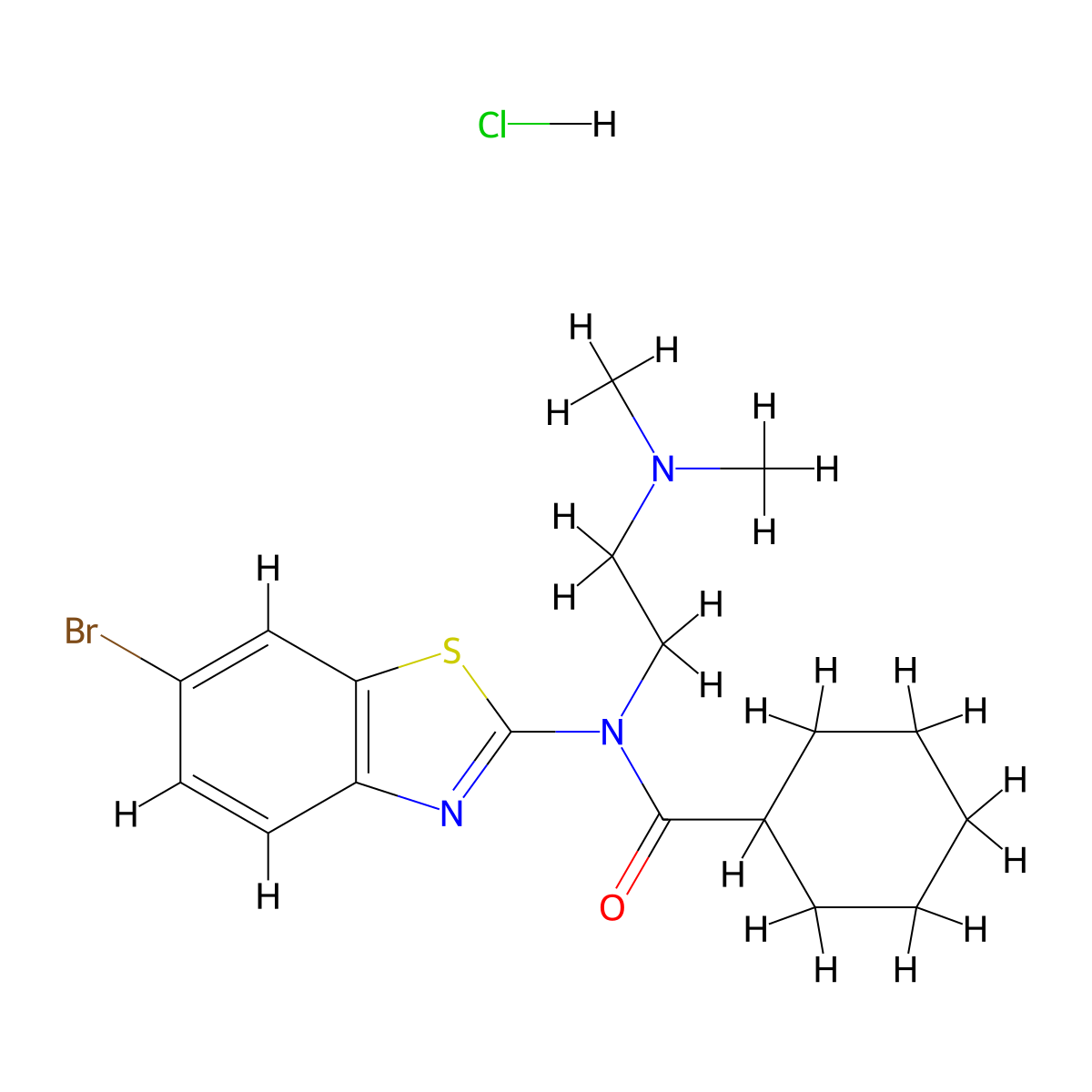 N-(6-bromobenzo[d]thiazol-2-yl)-N-(2-(dimethylamino)ethyl)cyclohexanecarboxamide hydrochloride molecular structure, CAS 1215717-95-5