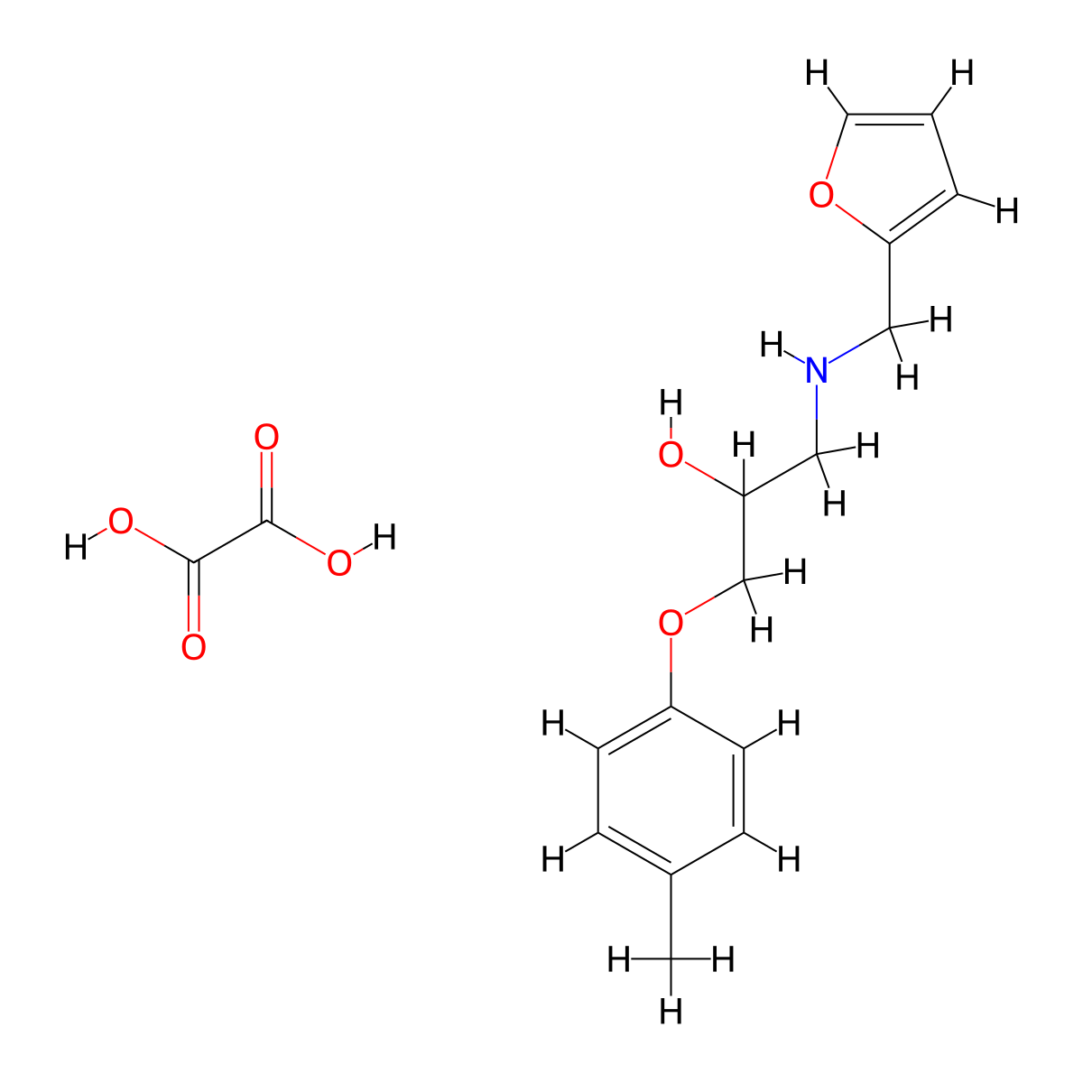 1-((Furan-2-ylmethyl)amino)-3-(p-tolyloxy)propan-2-ol oxalate molecular structure, CAS 1215719-12-2