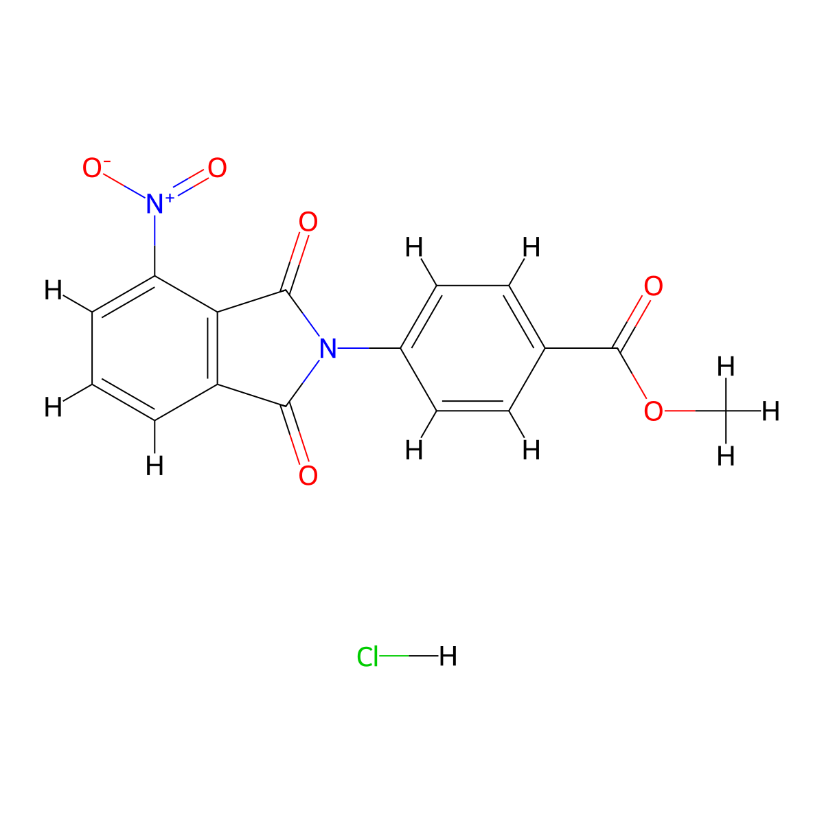 Methyl 4-(4-nitro-1,3-dioxoisoindolin-2-yl)benzoate hydrochloride molecular structure, CAS 1215719-50-8
