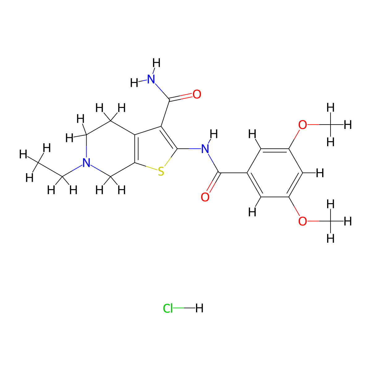 2-(3,5-Dimethoxybenzamido)-6-ethyl-4,5,6,7-tetrahydrothieno[2,3-c]pyridine-3-carboxamide hydrochloride molecular structure, CAS 1215720-48-1