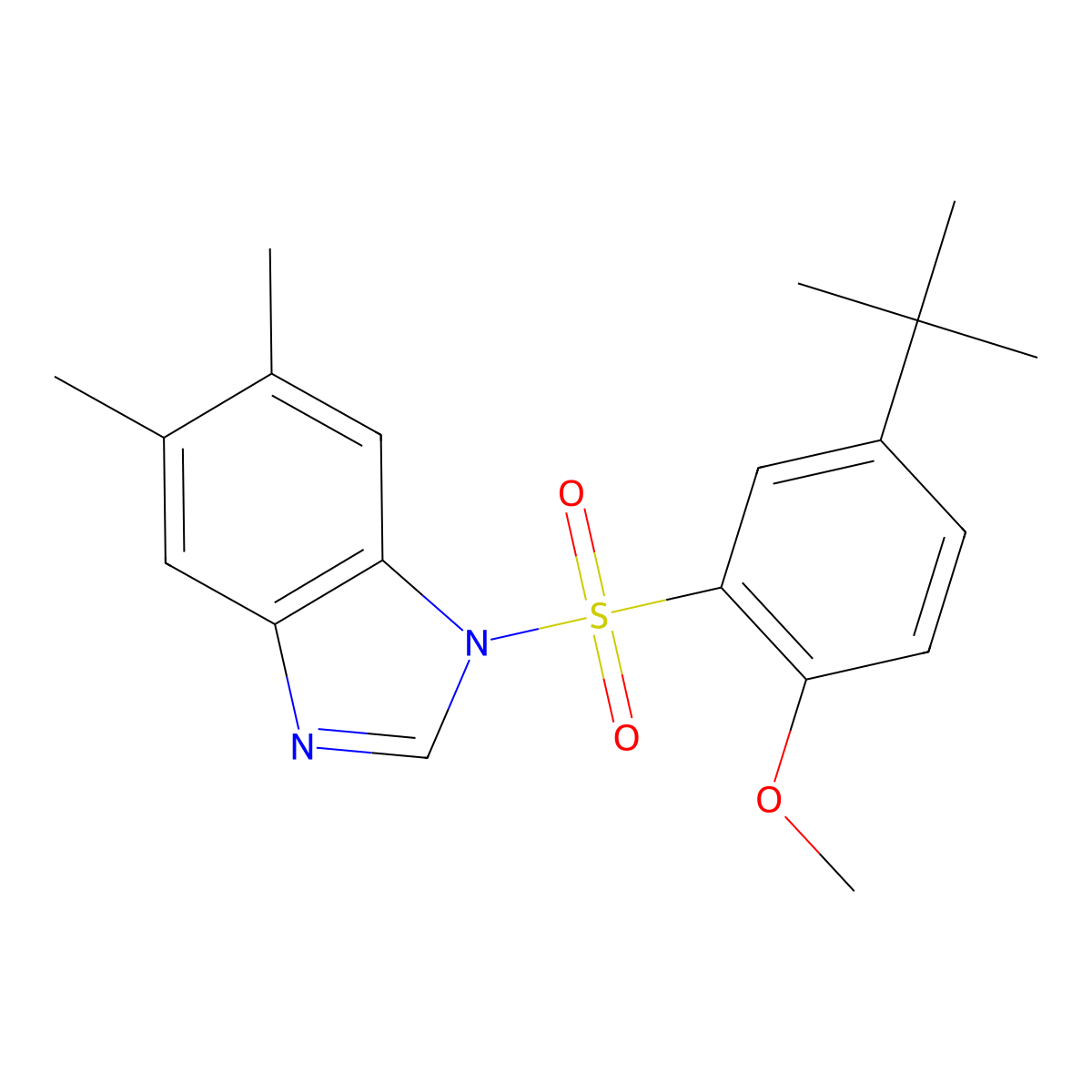 1-(5-tert-butyl-2-methoxybenzenesulfonyl)-5,6-dimethyl-1H-1,3-benzodiazole molecular structure, CAS 1215720-96-9