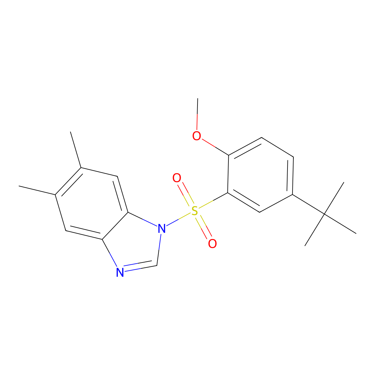 1-(5-tert-butyl-2-methoxybenzenesulfonyl)-5,6-dimethyl-1H-1,3-benzodiazole molecular structure, CAS 1215720-96-9
