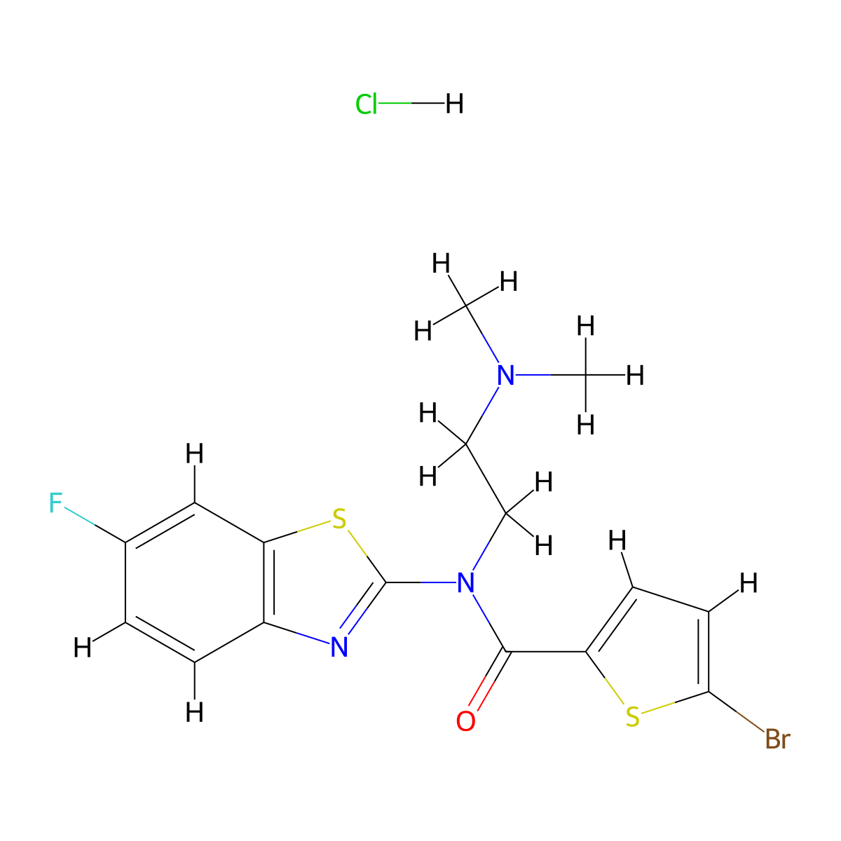 5-Bromo-N-[2-(dimethylamino)ethyl]-N-(6-fluoro-1,3-benzothiazol-2-YL)thiophene-2-carboxamide hydrochloride molecular structure, CAS 1215722-12-5