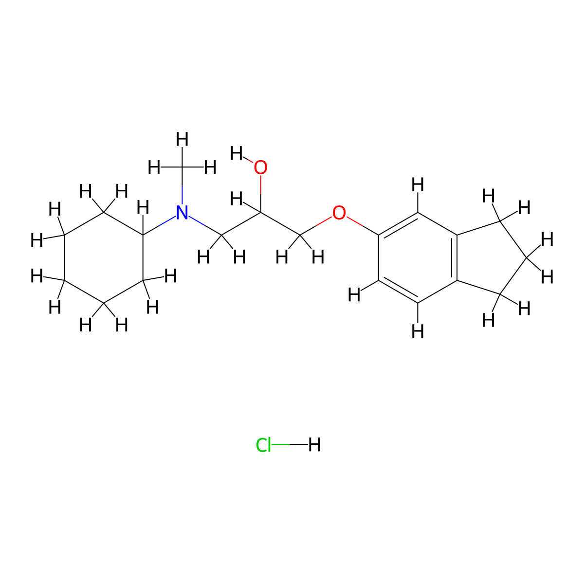 1-(cyclohexyl(methyl)amino)-3-((2,3-dihydro-1H-inden-5-yl)oxy)propan-2-ol hydrochloride molecular structure, CAS 1215724-90-5