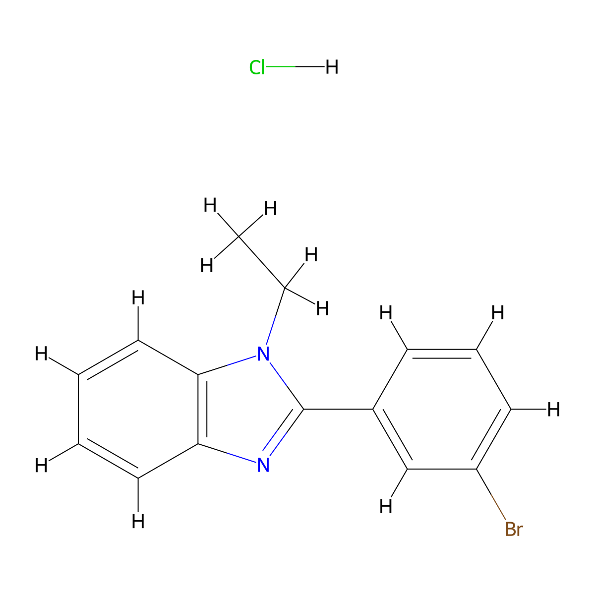 2-(3-bromophenyl)-1-ethyl-1H-benzo[d]imidazole hydrochloride molecular structure, CAS 1215724-93-8