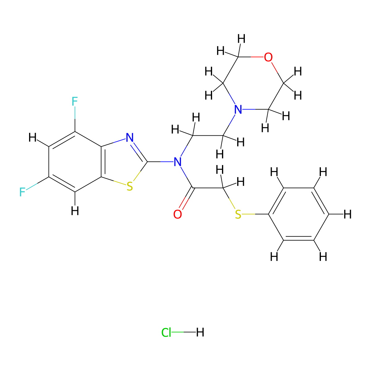 N-(4,6-difluorobenzo[d]thiazol-2-yl)-N-(2-morpholinoethyl)-2-(phenylthio)acetamide hydrochloride molecular structure, CAS 1215726-49-0