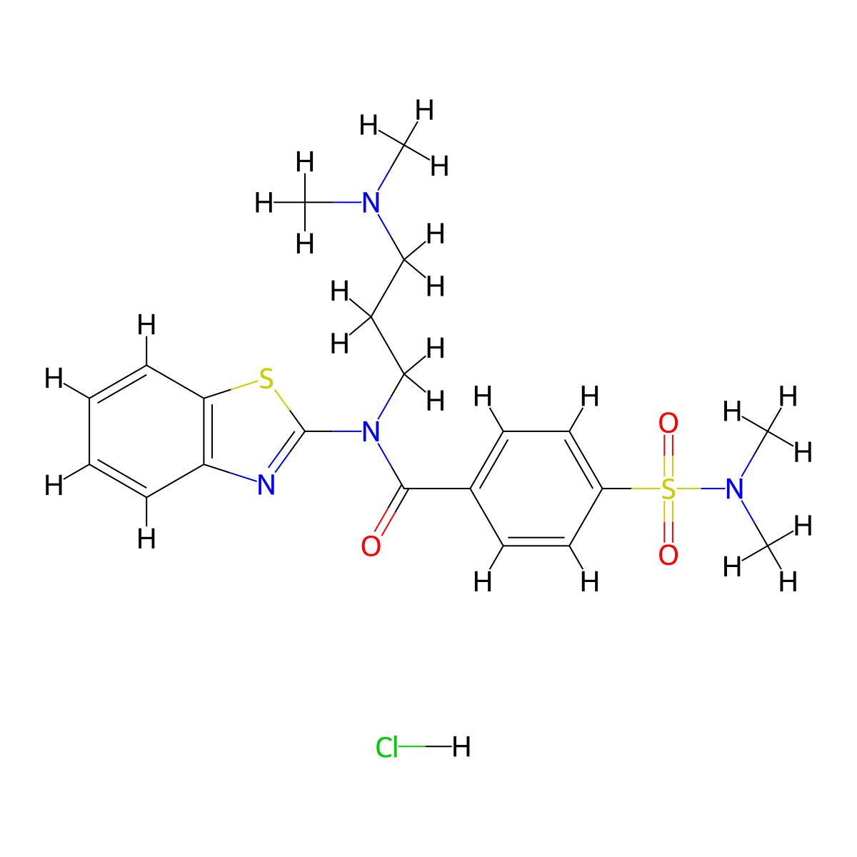 N-(benzo[d]thiazol-2-yl)-N-(3-(dimethylamino)propyl)-4-(N,N-dimethylsulfamoyl)benzamide hydrochloride molecular structure, CAS 1215726-69-4