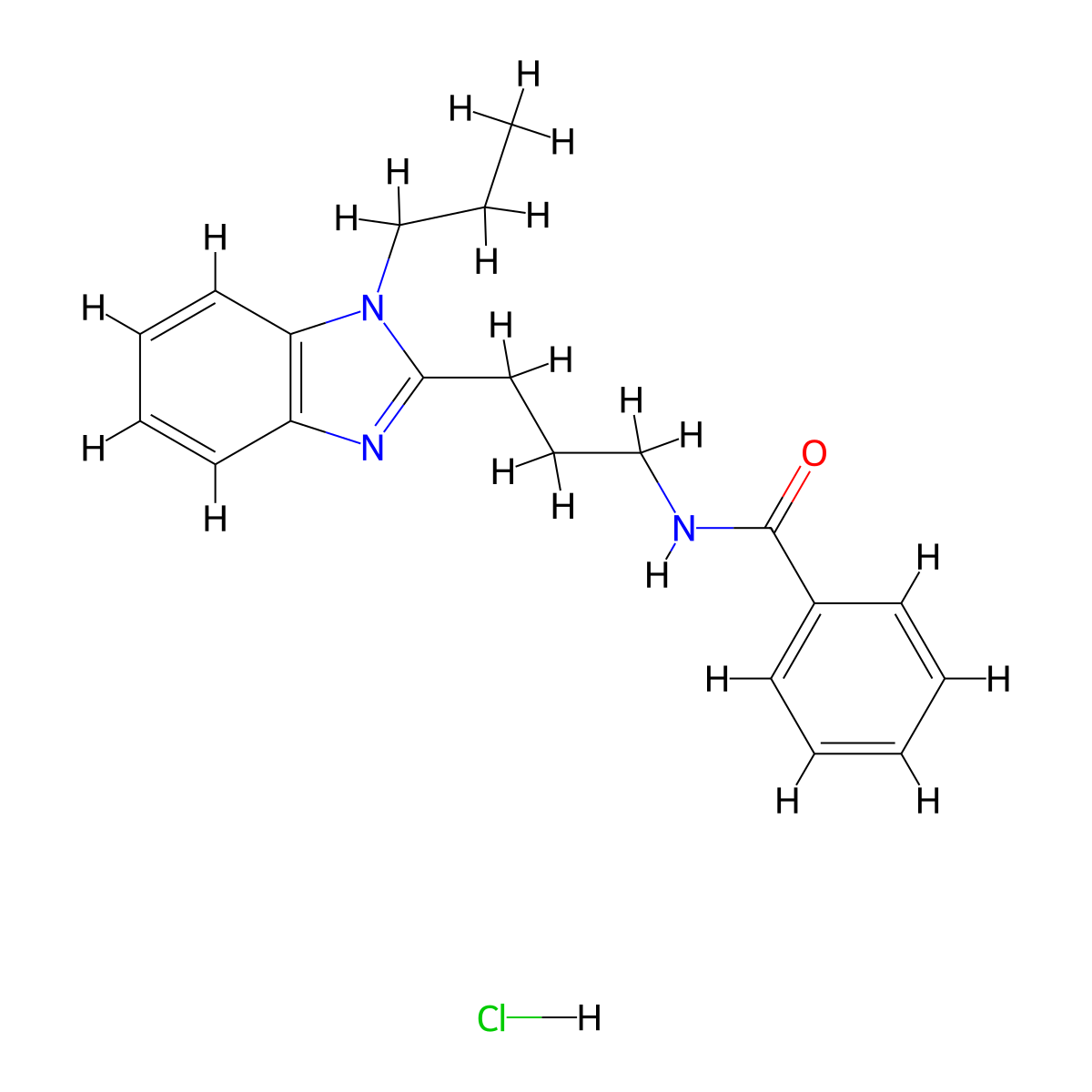 N-(3-(1-propyl-1H-benzo[d]imidazol-2-yl)propyl)benzamide hydrochloride molecular structure, CAS 1215726-86-5