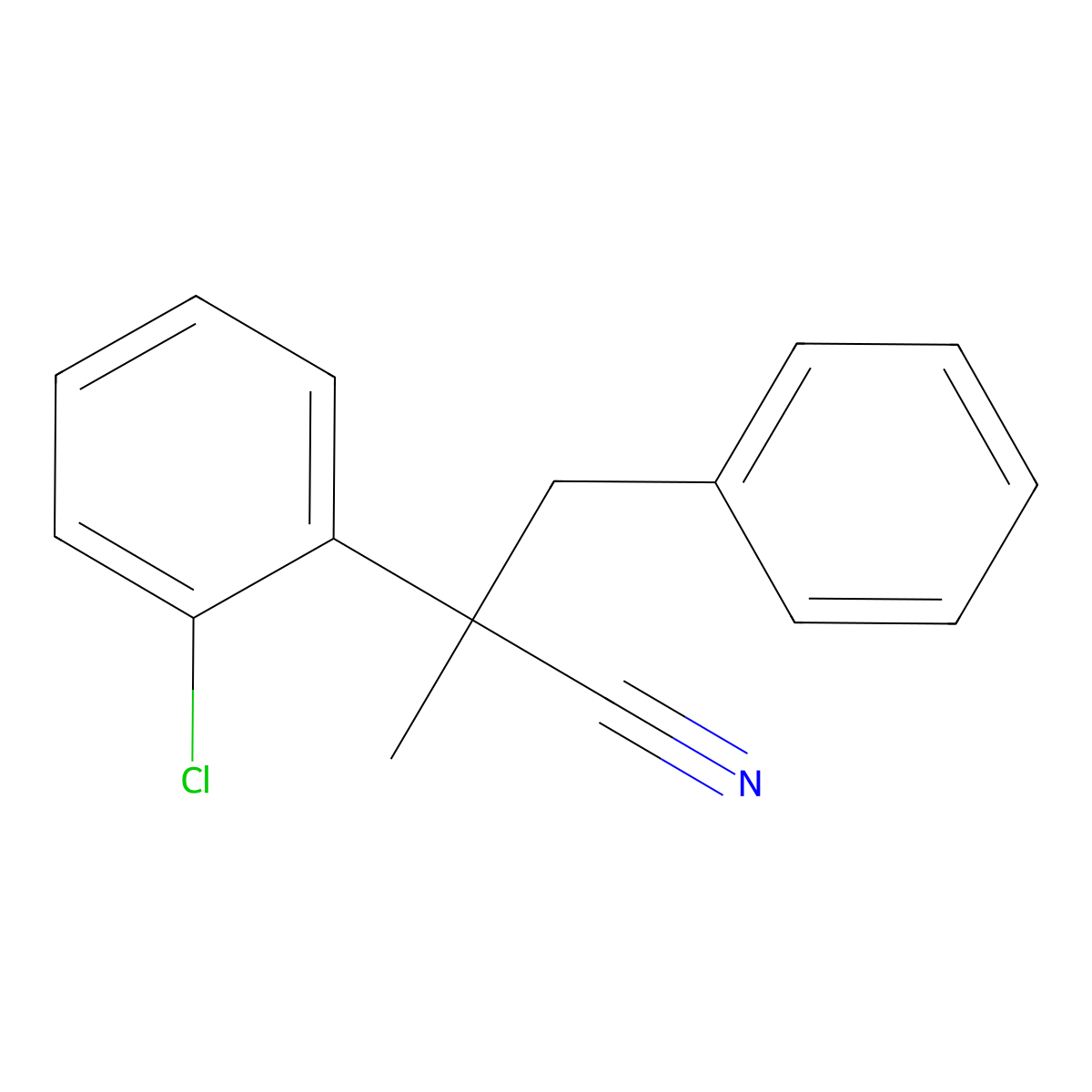2-(2-Chlorophenyl)-2-methyl-3-phenylpropanenitrile molecular structure, CAS 1215728-06-5