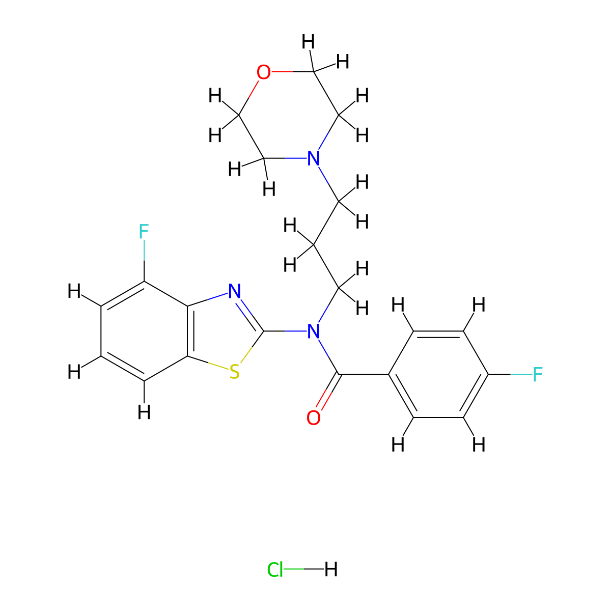 4-fluoro-N-(4-fluorobenzo[d]thiazol-2-yl)-N-(3-morpholinopropyl)benzamide hydrochloride molecular structure, CAS 1215728-30-5