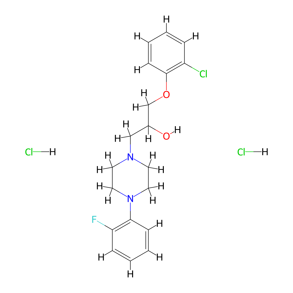1-(2-Chlorophenoxy)-3-(4-(2-fluorophenyl)piperazin-1-yl)propan-2-ol dihydrochloride molecular structure, CAS 1215728-70-3