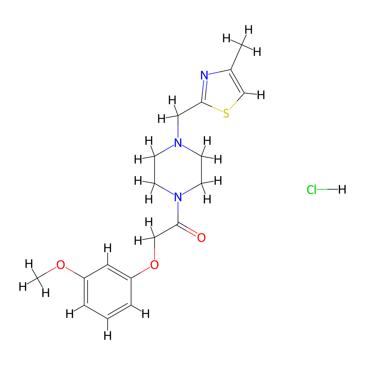 2-(3-Methoxyphenoxy)-1-(4-((4-methylthiazol-2-yl)methyl)piperazin-1-yl)ethanone hydrochloride molecular structure, CAS 1215729-06-8