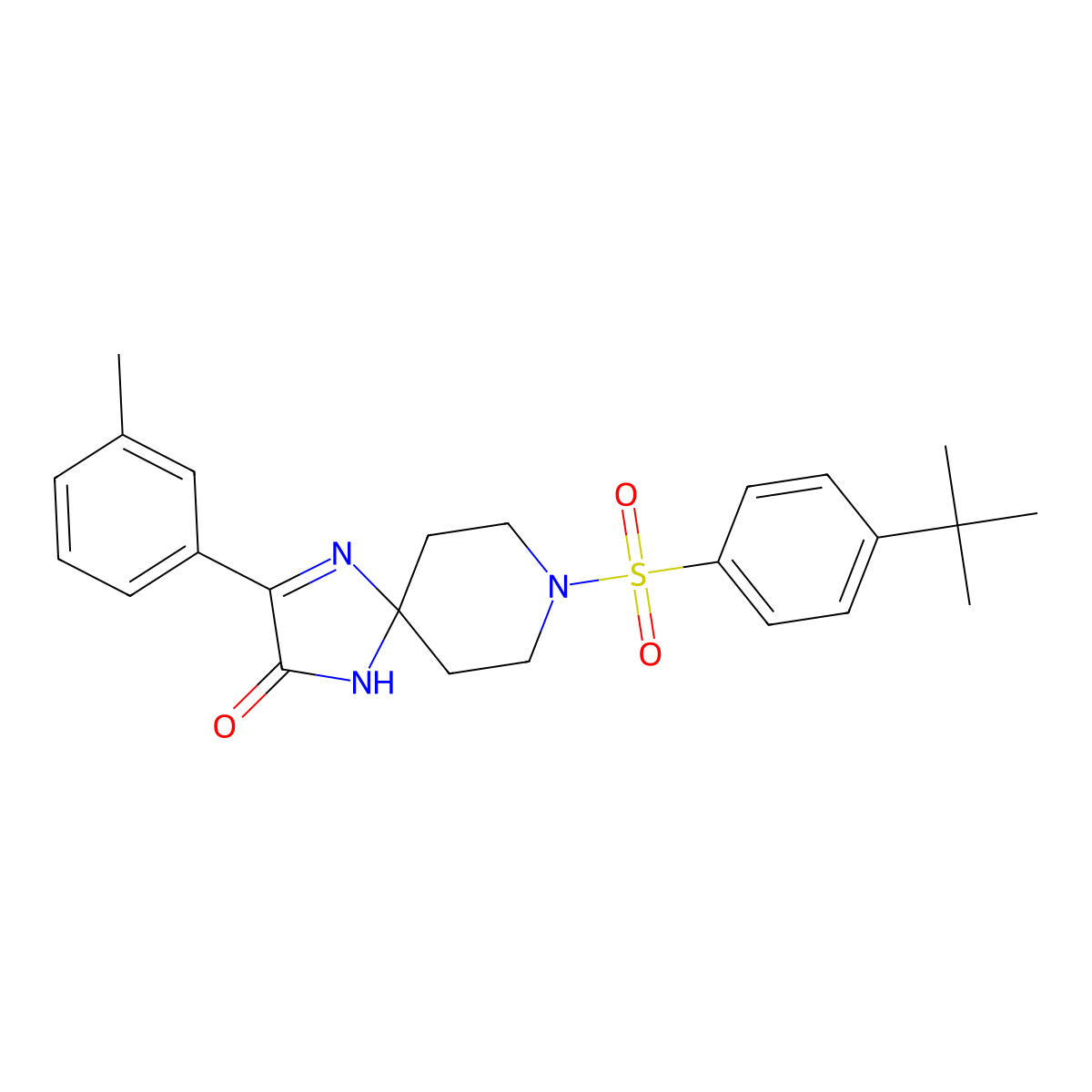 8-(4-Tert-butylbenzenesulfonyl)-3-(3-methylphenyl)-1,4,8-triazaspiro[4.5]dec-3-en-2-one molecular structure, CAS 1215729-78-4