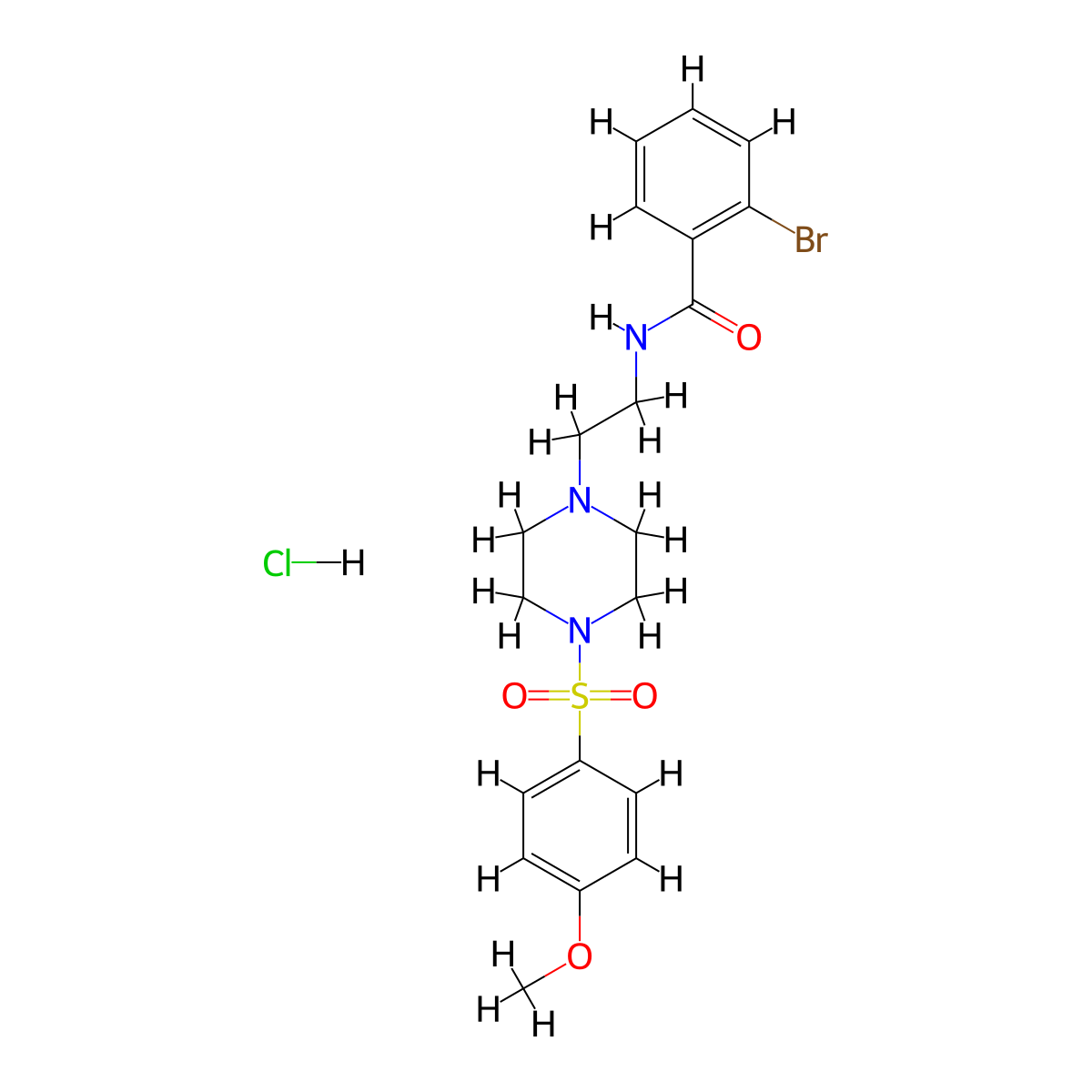 2-bromo-N-(2-(4-((4-methoxyphenyl)sulfonyl)piperazin-1-yl)ethyl)benzamide hydrochloride molecular structure, CAS 1215730-64-5