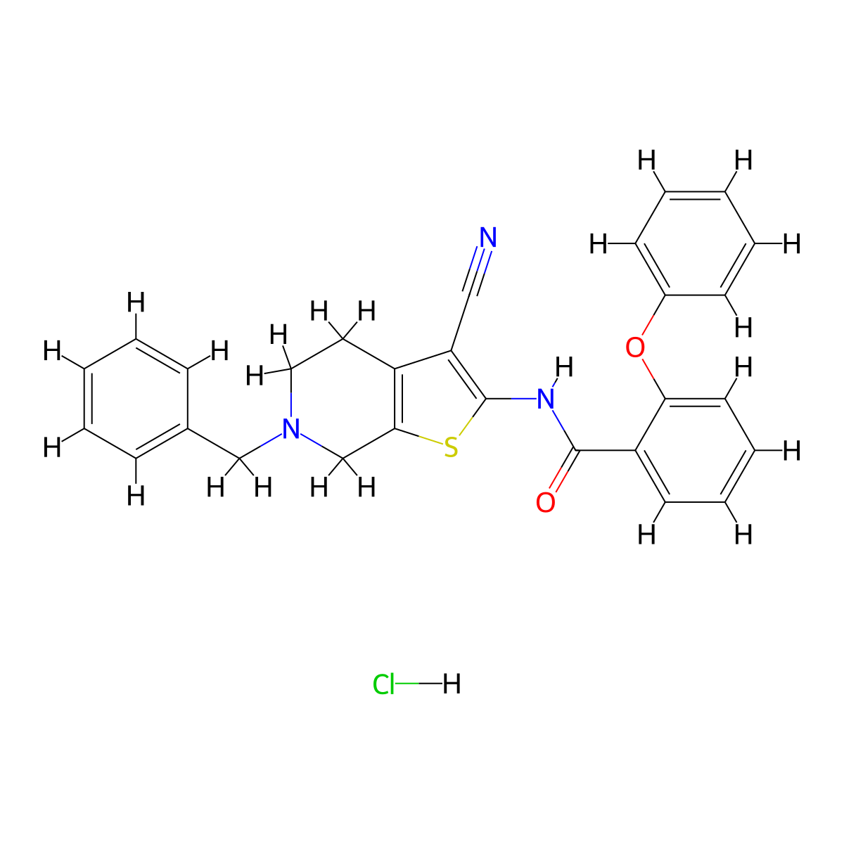 N-(6-benzyl-3-cyano-4,5,6,7-tetrahydrothieno[2,3-c]pyridin-2-yl)-2-phenoxybenzamide hydrochloride molecular structure, CAS 1215731-22-8