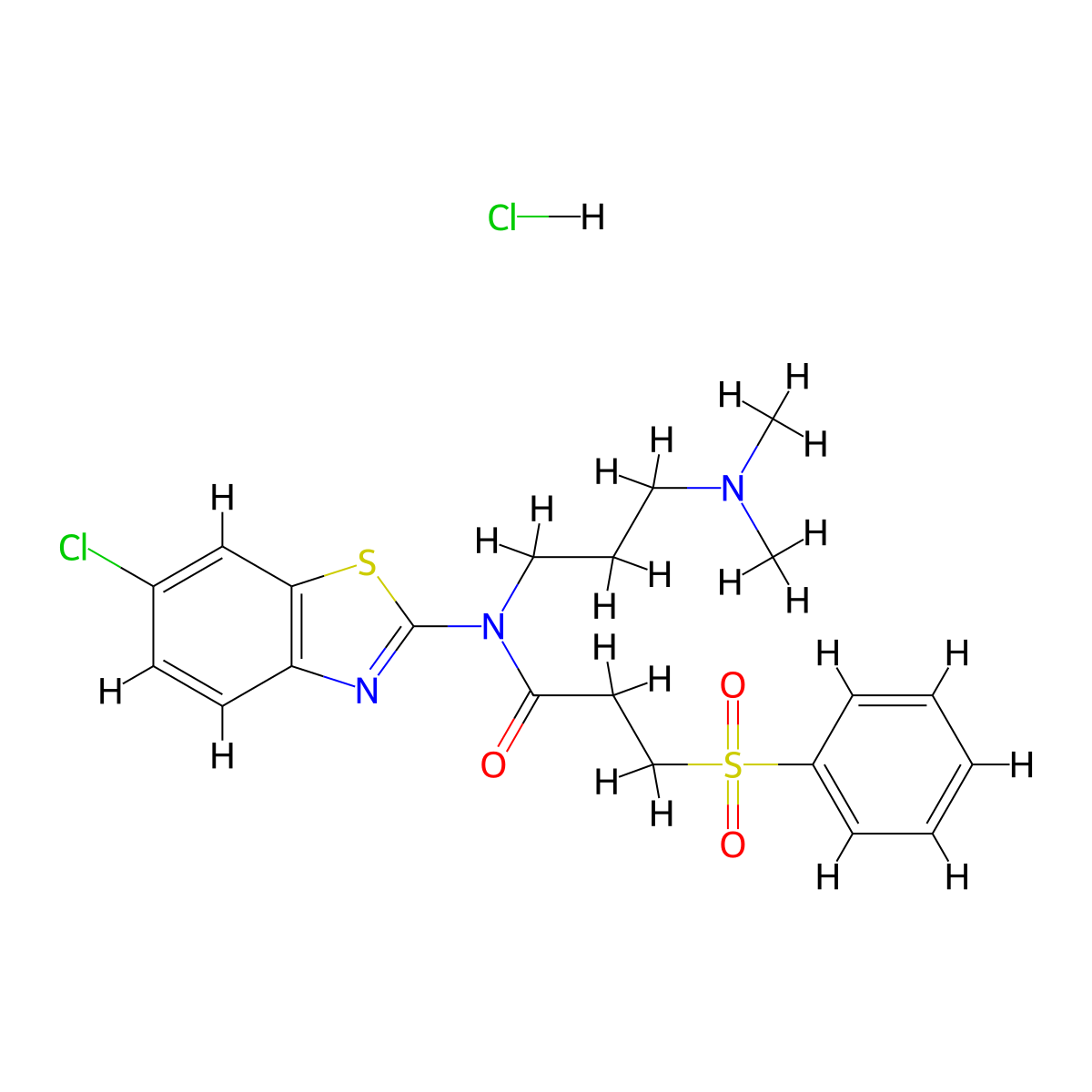 N-(6-chlorobenzo[d]thiazol-2-yl)-N-(3-(dimethylamino)propyl)-3-(phenylsulfonyl)propanamide hydrochloride molecular structure, CAS 1215732-23-2