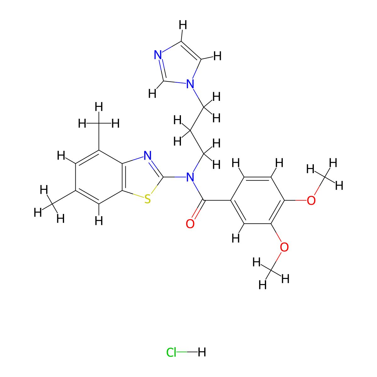N-(3-(1H-imidazol-1-yl)propyl)-N-(4,6-dimethylbenzo[d]thiazol-2-yl)-3,4-dimethoxybenzamide hydrochloride molecular structure, CAS 1215733-23-5