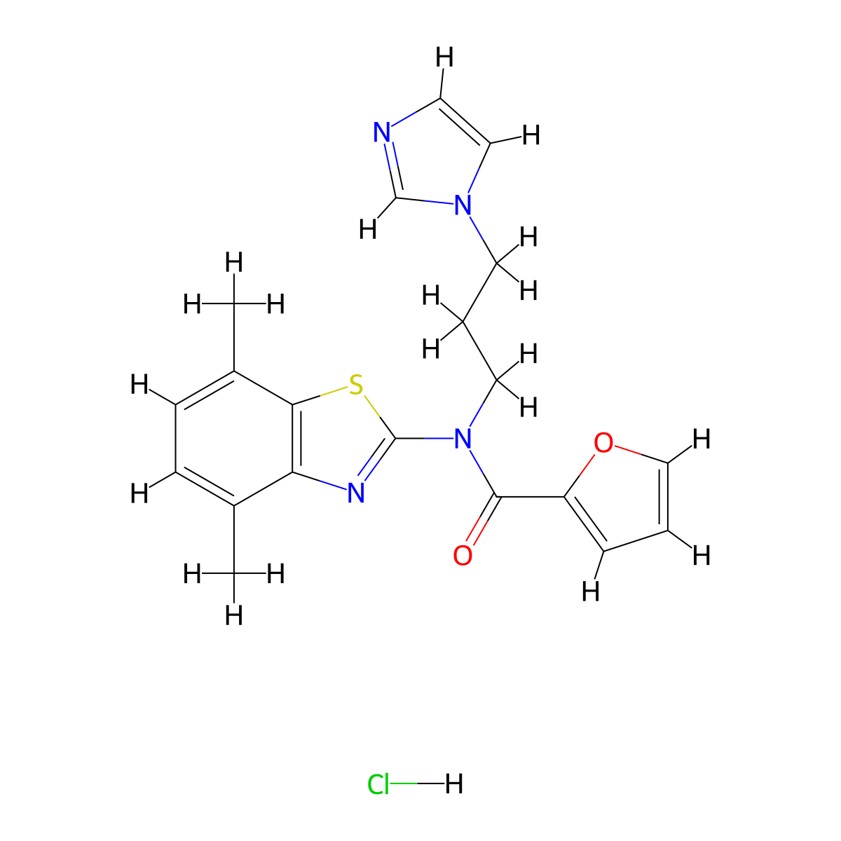 N-(3-(1H-imidazol-1-yl)propyl)-N-(4,7-dimethylbenzo[d]thiazol-2-yl)furan-2-carboxamide hydrochloride molecular structure, CAS 1215733-99-5