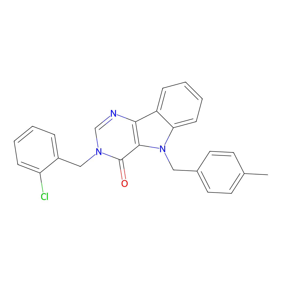 3-(2-chlorobenzyl)-5-(4-methylbenzyl)-3H-pyrimido[5,4-b]indol-4(5H)-one molecular structure, CAS 1215734-90-9