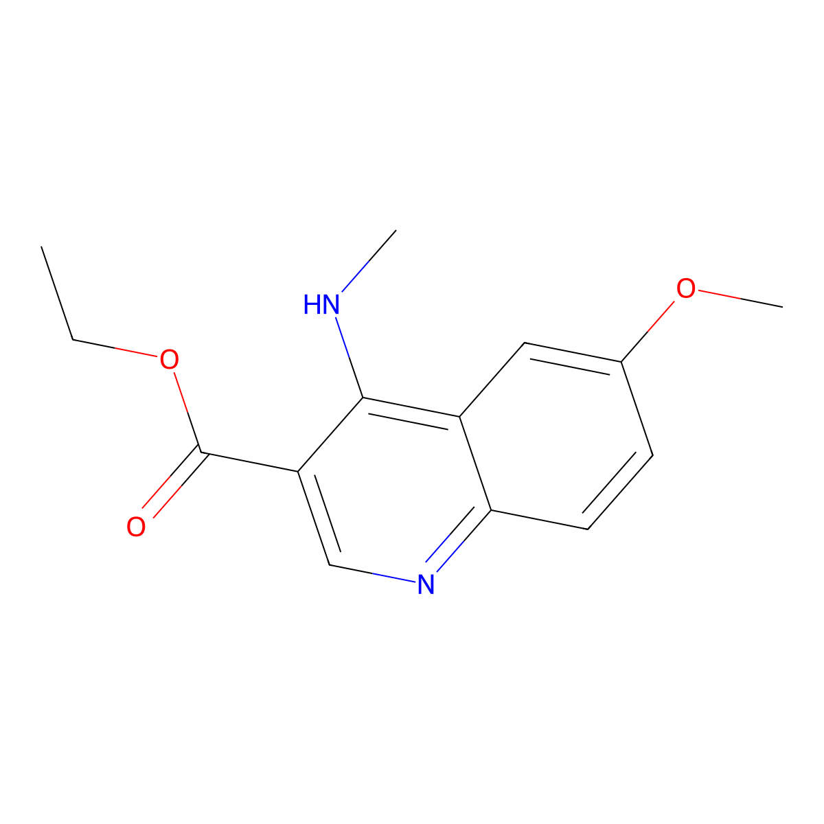 Ethyl 6-methoxy-4-(methylamino)quinoline-3-carboxylate molecular structure, CAS 1215735-95-7