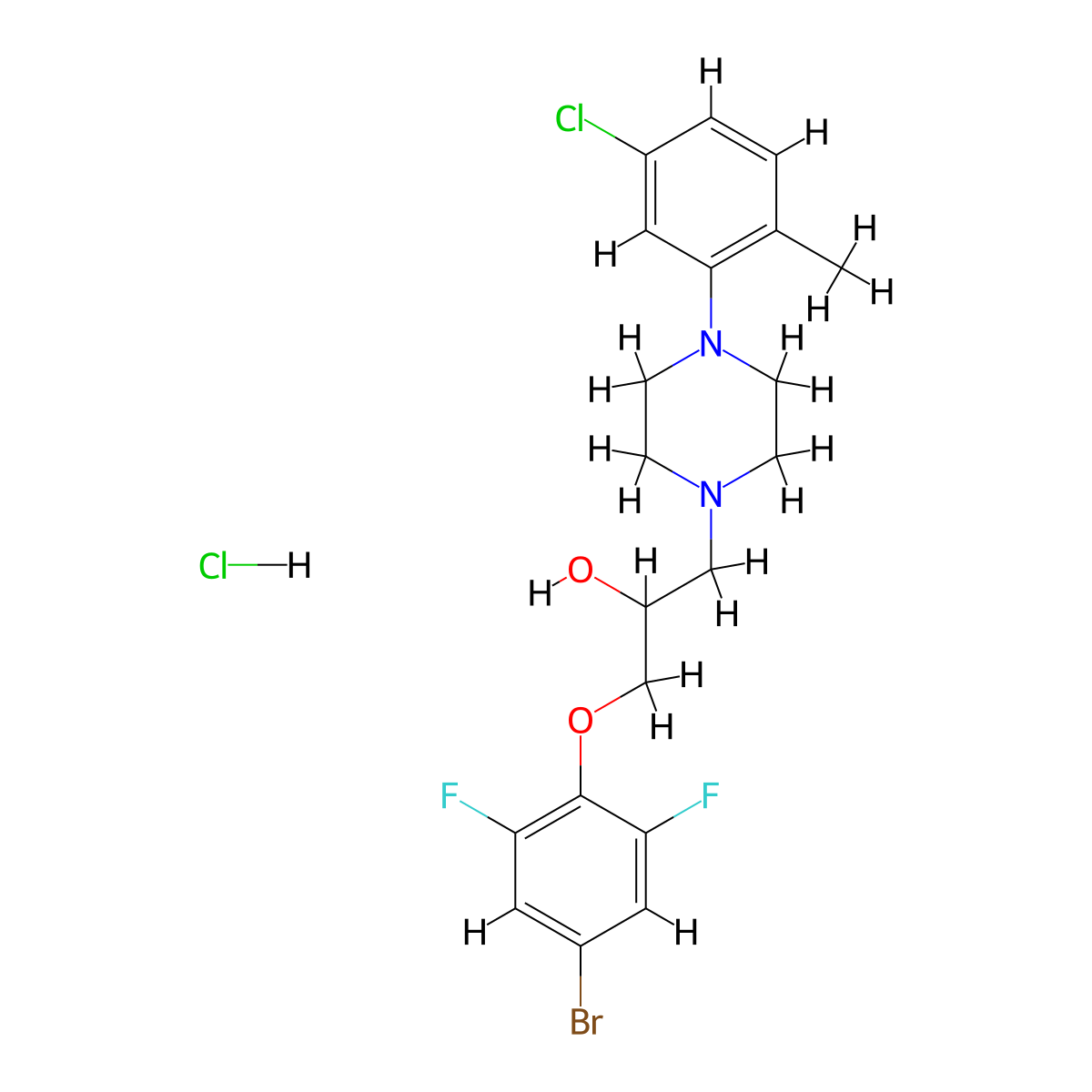 1-(4-Bromo-2,6-difluorophenoxy)-3-(4-(5-chloro-2-methylphenyl)piperazin-1-yl)propan-2-ol hydrochloride molecular structure, CAS 1215736-36-9