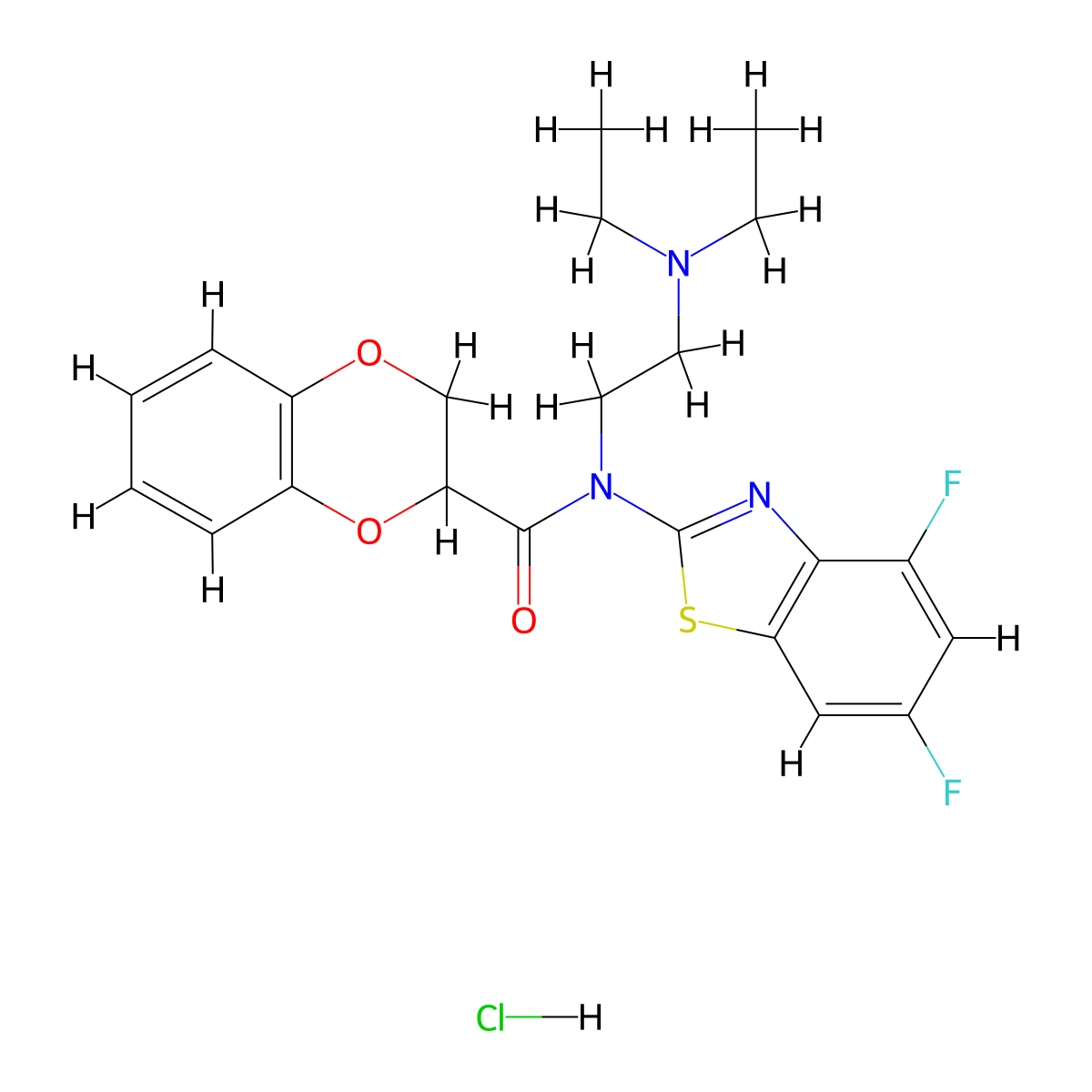 N-[2-(Diethylamino)ethyl]-N-(4,6-difluoro-1,3-benzothiazol-2-YL)-2,3-dihydro-1,4-benzodioxine-2-carboxamide hydrochloride molecular structure, CAS 1215736-48-3