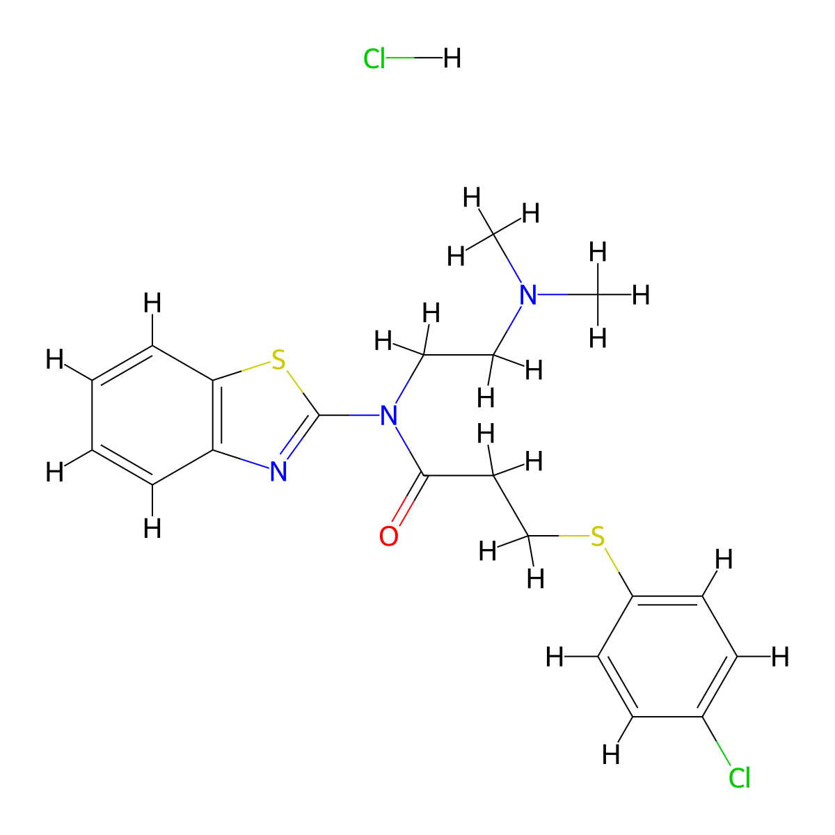 N-(benzo[d]thiazol-2-yl)-3-((4-chlorophenyl)thio)-N-(2-(dimethylamino)ethyl)propanamide hydrochloride molecular structure, CAS 1215736-90-5