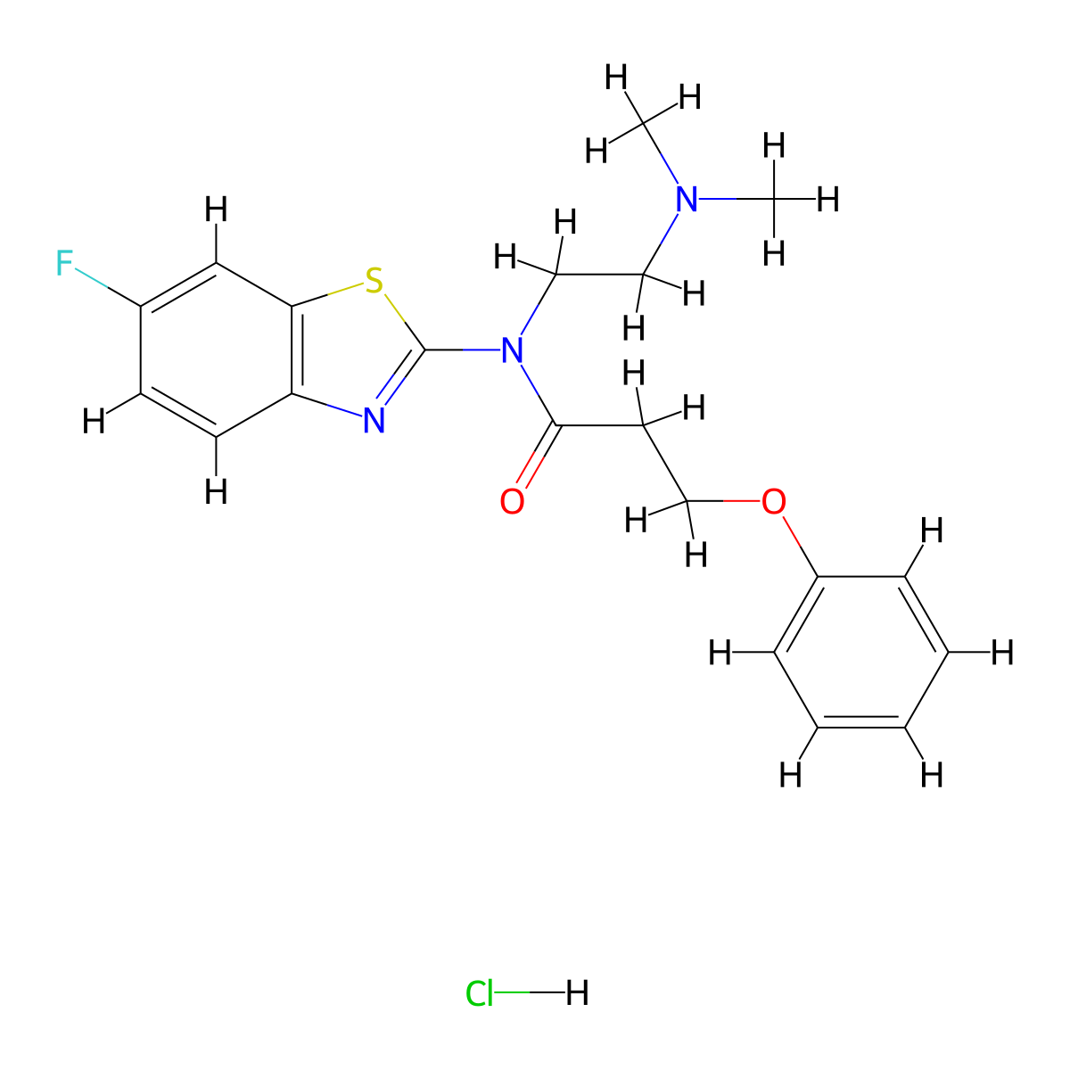 N-(2-(dimethylamino)ethyl)-N-(6-fluorobenzo[d]thiazol-2-yl)-3-phenoxypropanamide hydrochloride molecular structure, CAS 1215738-08-1