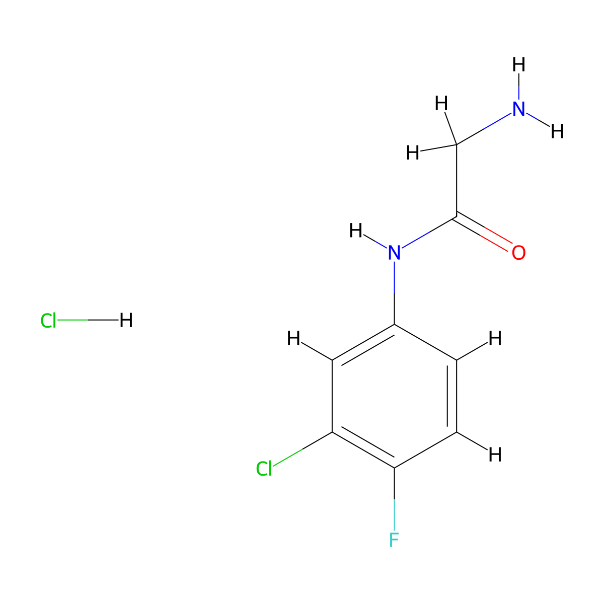2-amino-N-(3-chloro-4-fluorophenyl)acetamide hydrochloride molecular structure, CAS 1215738-09-2