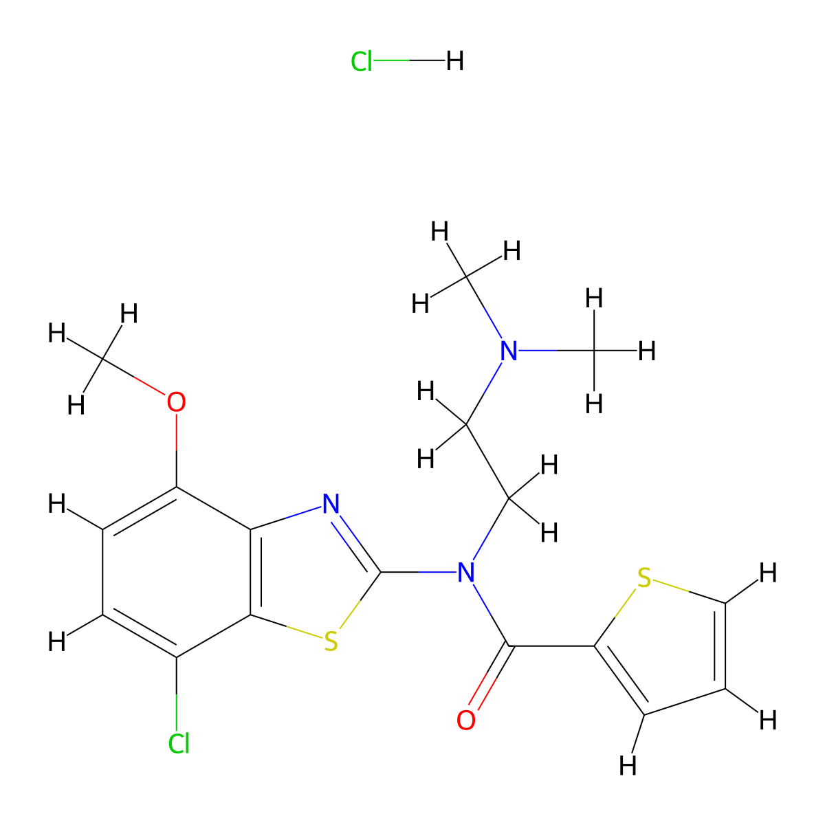 N-(7-chloro-4-methoxybenzo[d]thiazol-2-yl)-N-(2-(dimethylamino)ethyl)thiophene-2-carboxamide hydrochloride molecular structure, CAS 1215738-39-8