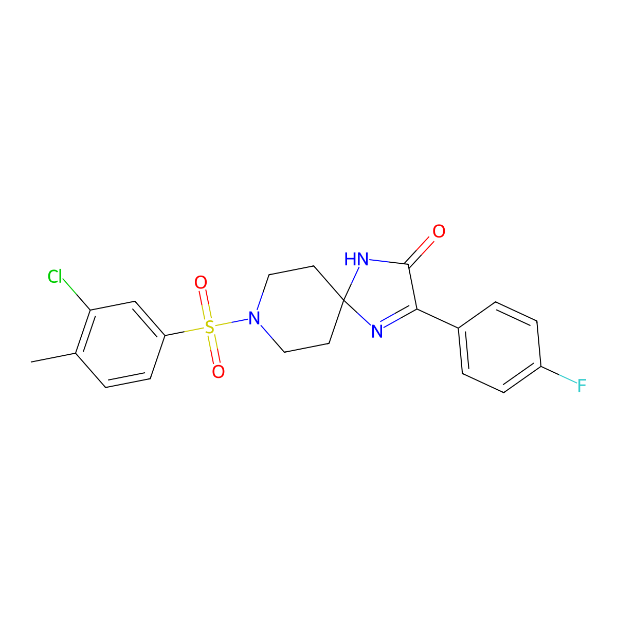 8-((3-Chloro-4-methylphenyl)sulfonyl)-3-(4-fluorophenyl)-1,4,8-triazaspiro[4.5]dec-3-en-2-one molecular structure, CAS 1215740-74-1