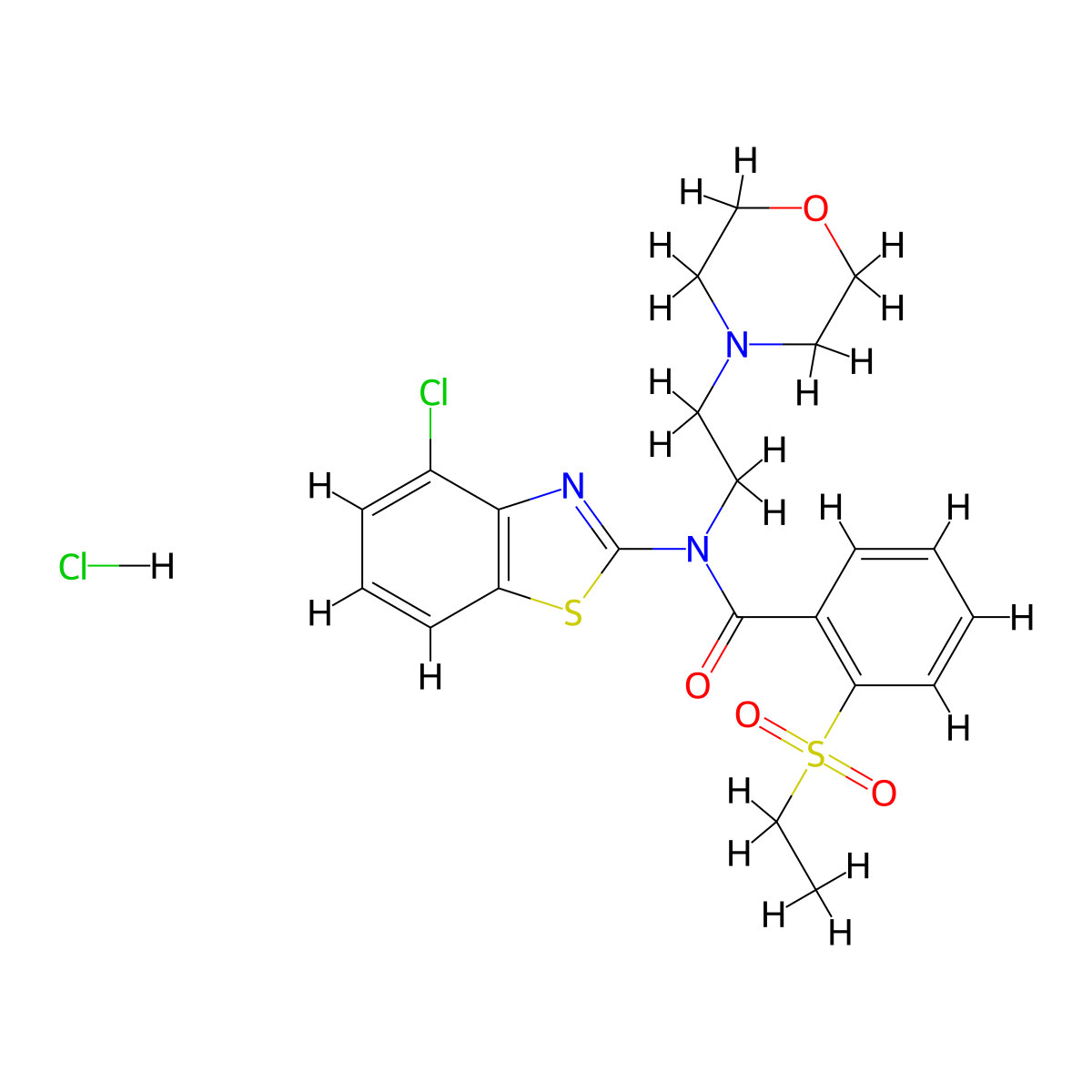 N-(4-chlorobenzo[d]thiazol-2-yl)-2-(ethylsulfonyl)-N-(2-morpholinoethyl)benzamide hydrochloride molecular structure, CAS 1215740-85-4