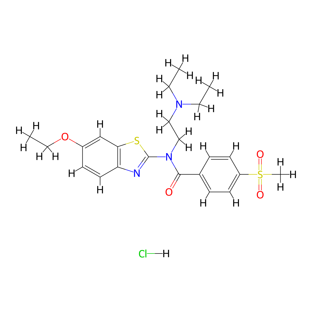 N-(2-(diethylamino)ethyl)-N-(6-ethoxybenzo[d]thiazol-2-yl)-4-(methylsulfonyl)benzamide hydrochloride molecular structure, CAS 1215743-41-1