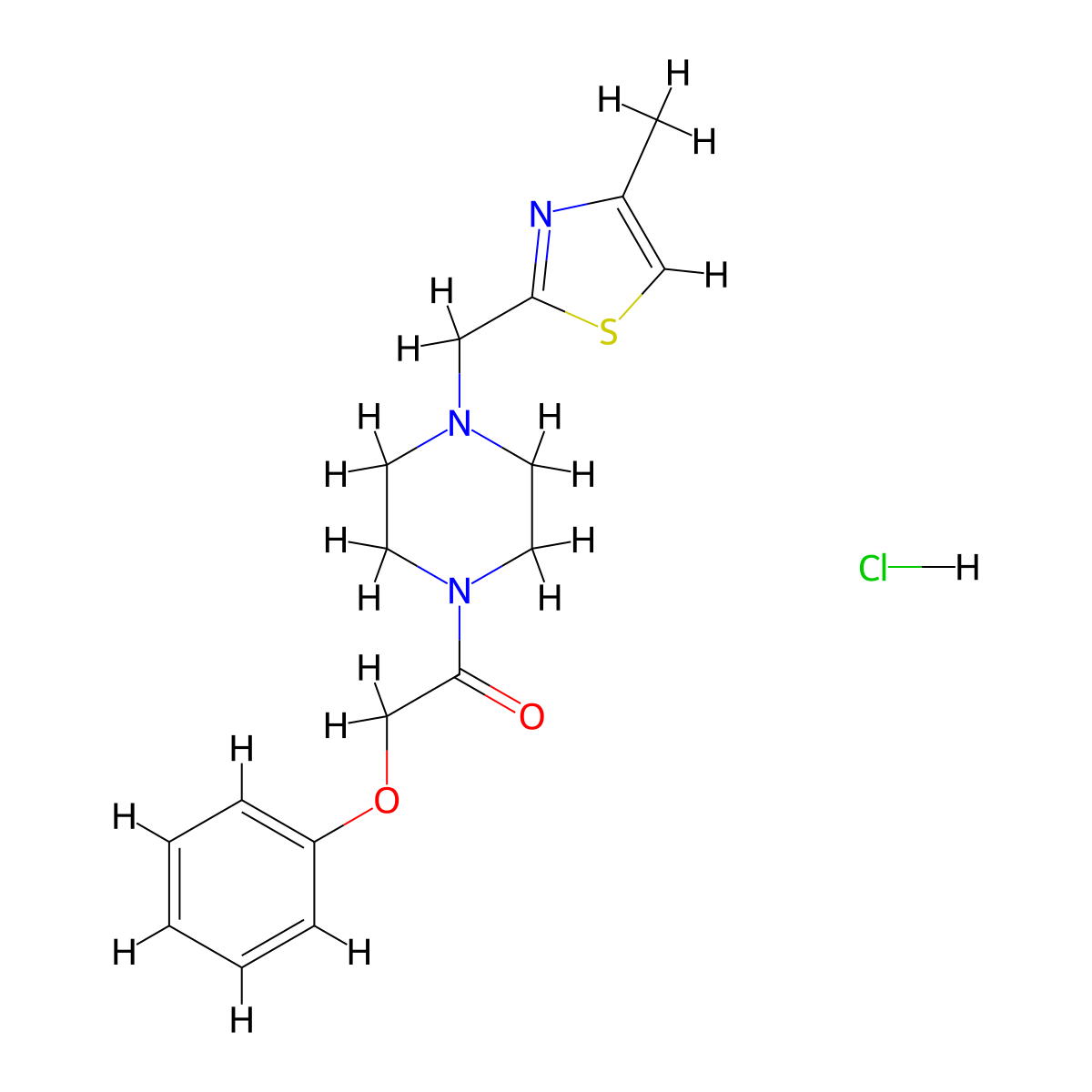 1-(4-((4-Methylthiazol-2-yl)methyl)piperazin-1-yl)-2-phenoxyethanone hydrochloride molecular structure, CAS 1215744-55-0