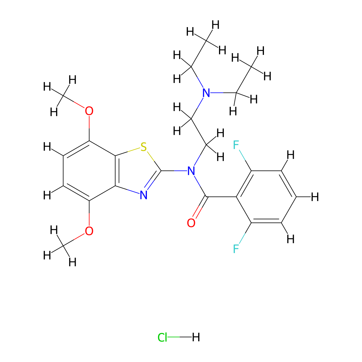 N-(2-(diethylamino)ethyl)-N-(4,7-dimethoxybenzo[d]thiazol-2-yl)-2,6-difluorobenzamide hydrochloride molecular structure, CAS 1215747-50-4