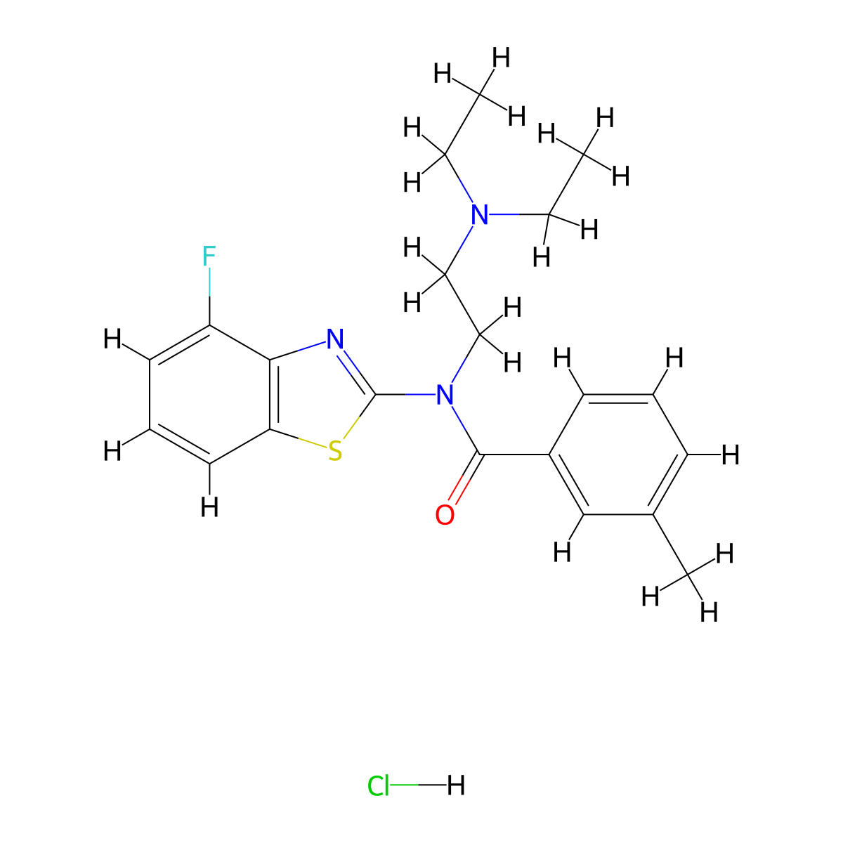 N-(2-(diethylamino)ethyl)-N-(4-fluorobenzo[d]thiazol-2-yl)-3-methylbenzamide hydrochloride molecular structure, CAS 1215747-68-4