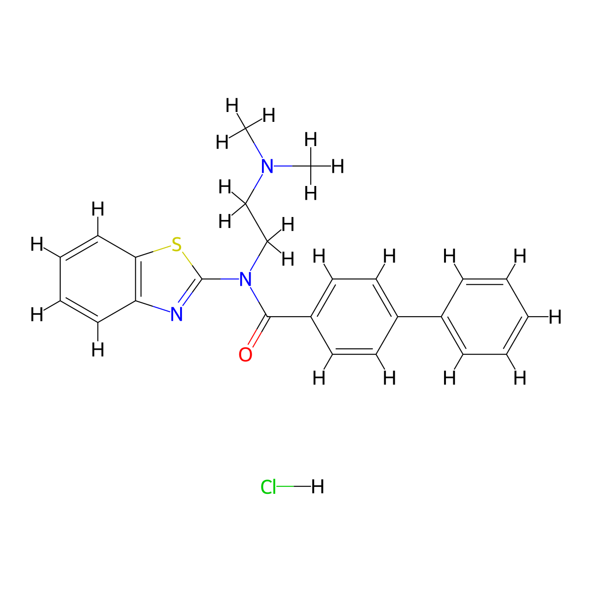 N-(benzo[d]thiazol-2-yl)-N-(2-(dimethylamino)ethyl)-[1,1'-biphenyl]-4-carboxamide hydrochloride molecular structure, CAS 1215748-94-9