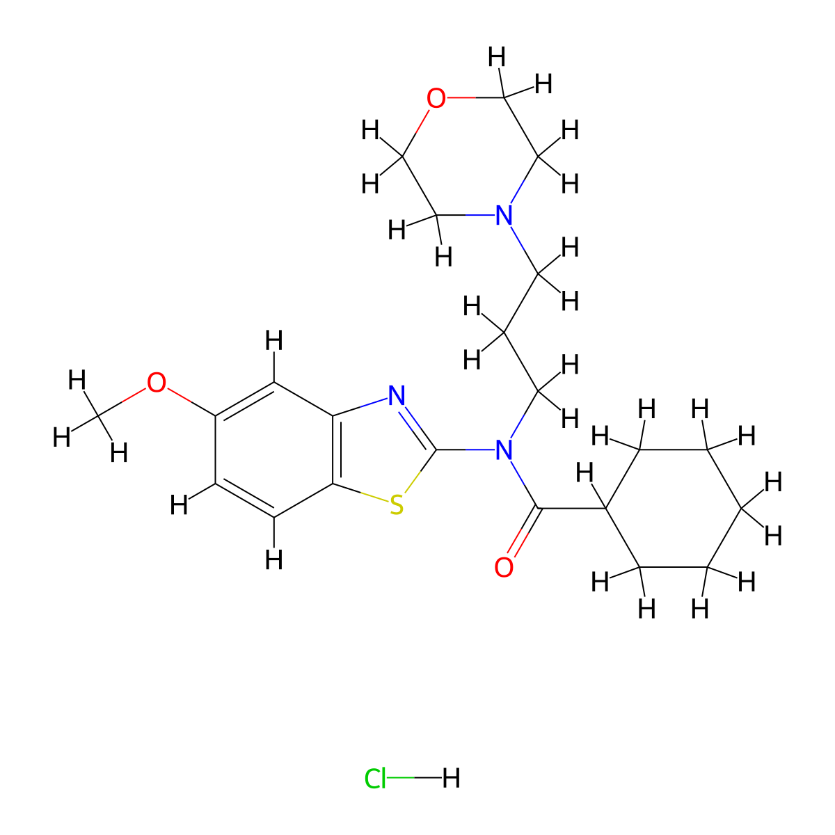 N-(5-methoxybenzo[d]thiazol-2-yl)-N-(3-morpholinopropyl)cyclohexanecarboxamide hydrochloride molecular structure, CAS 1215748-97-2