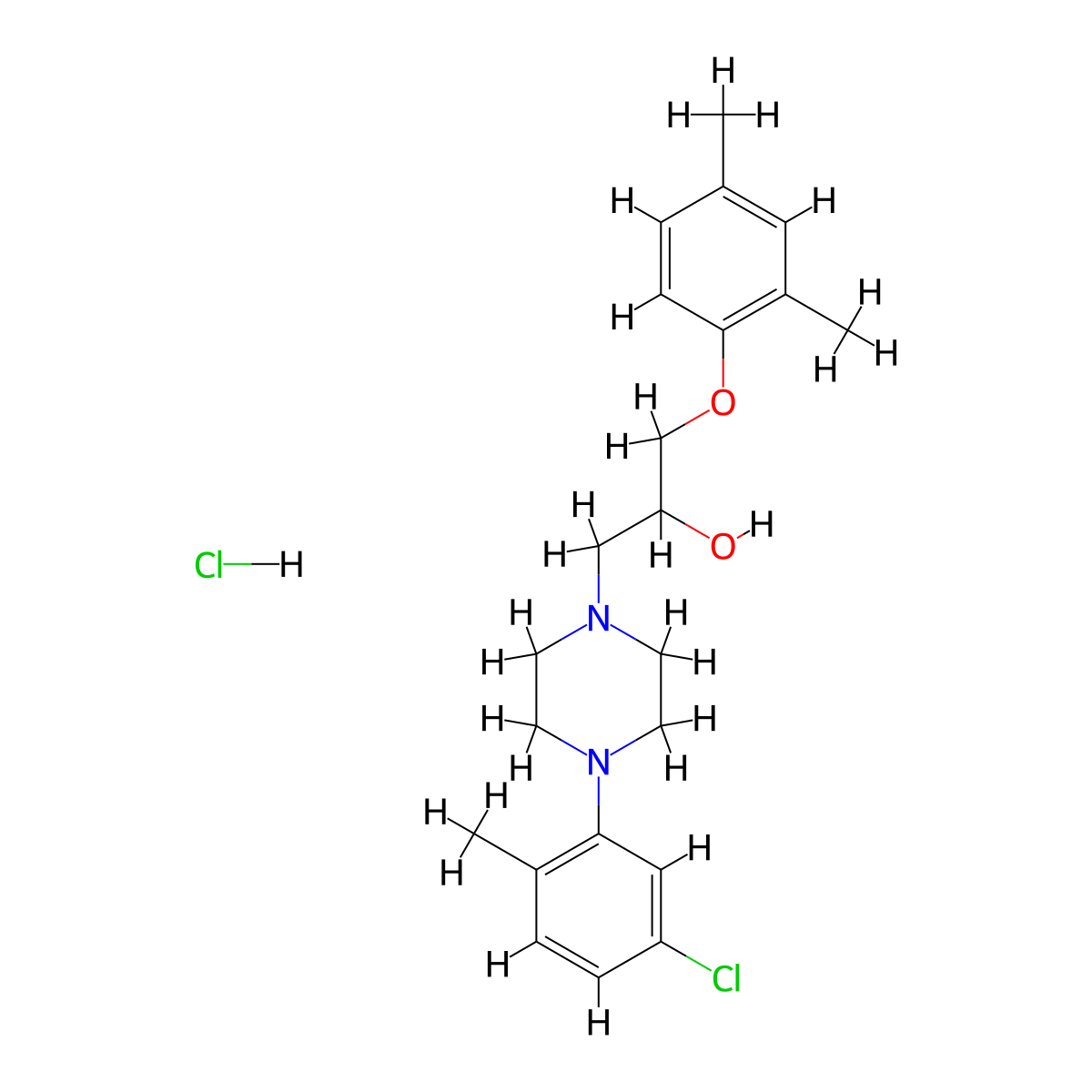 1-[4-(5-Chloro-2-methylphenyl)piperazin-1-YL]-3-(2,4-dimethylphenoxy)propan-2-OL hydrochloride molecular structure, CAS 1215749-49-7