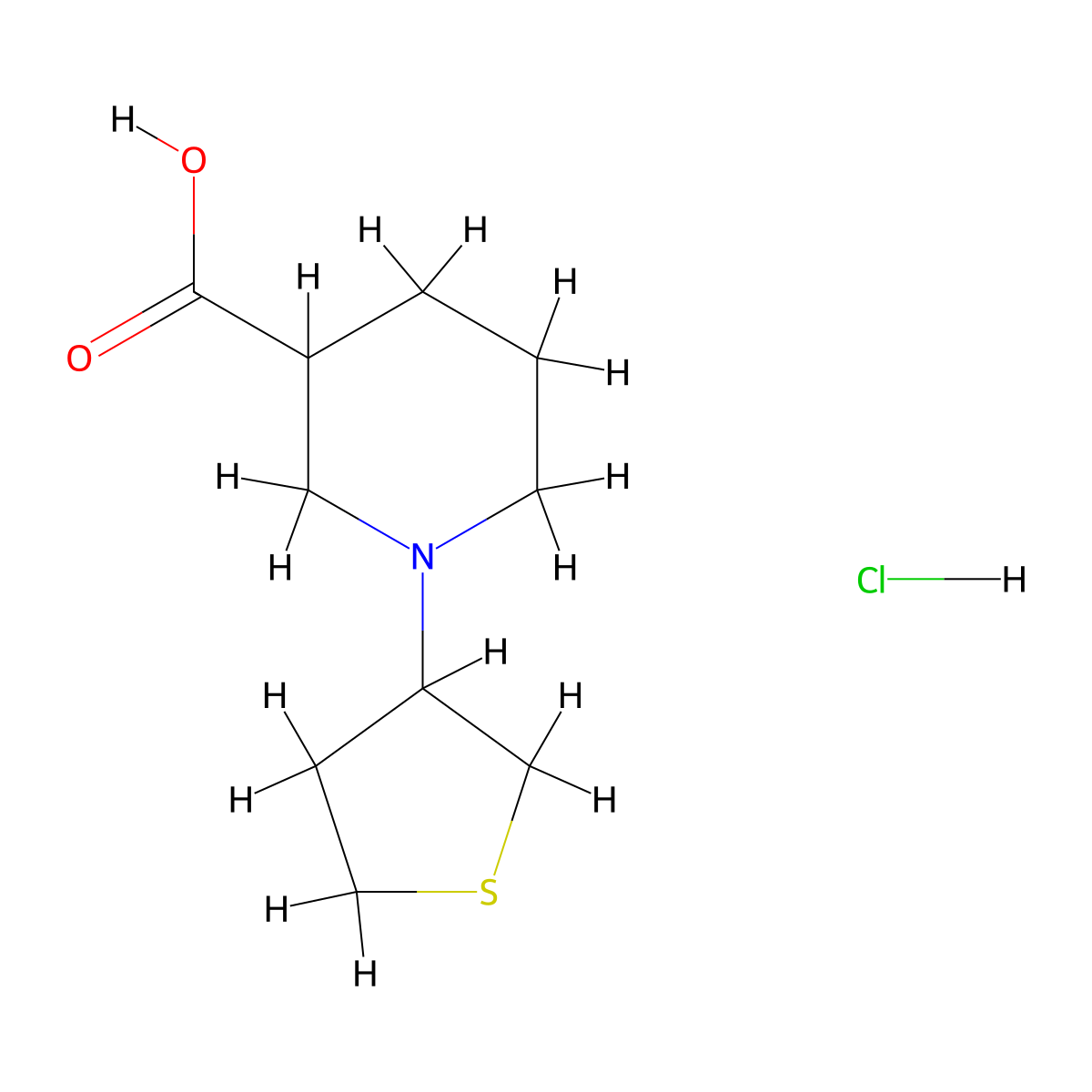 1-(Tetrahydro-3-thienyl)piperidine-3-carboxylic acid hydrochloride molecular structure, CAS 1215749-61-3