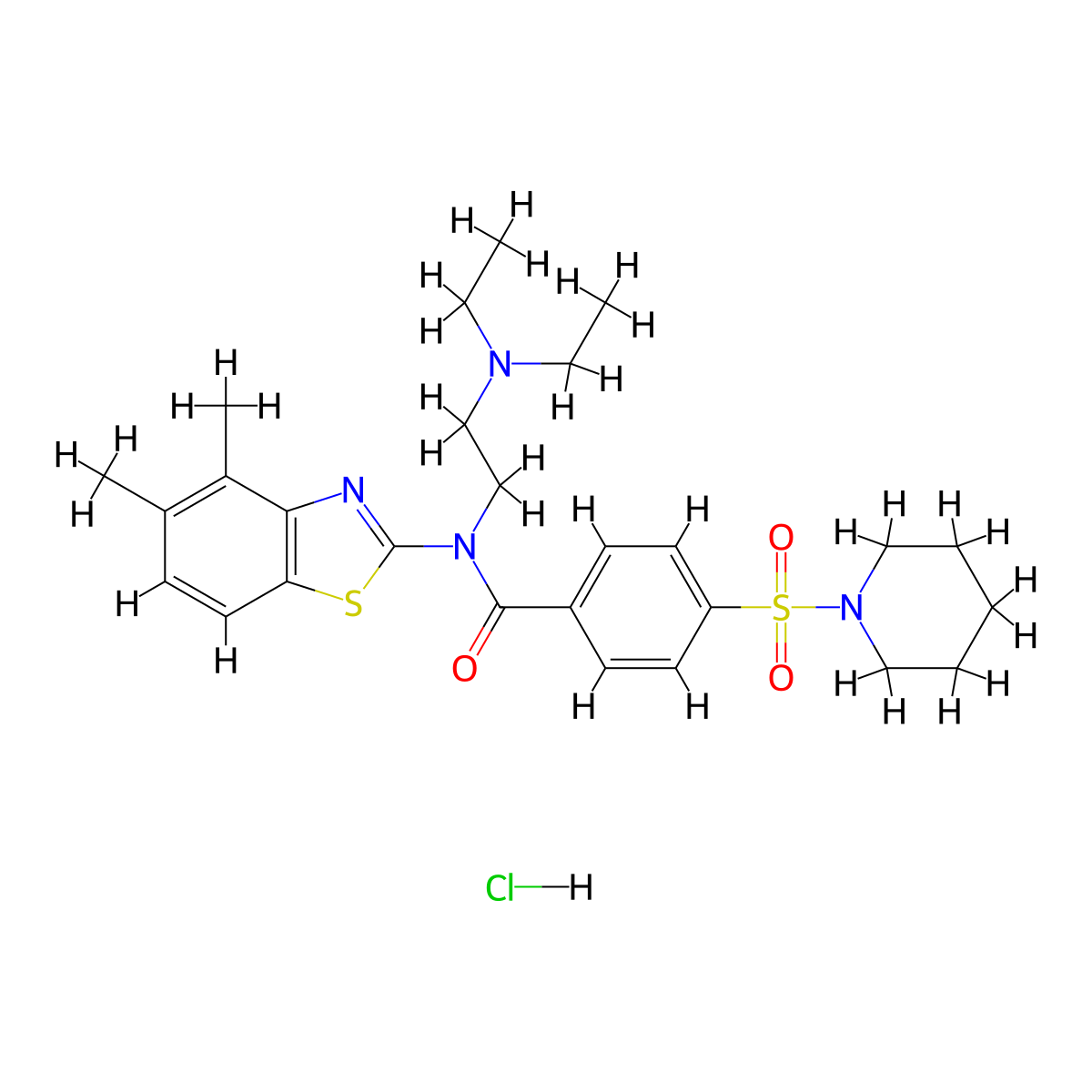 N-(2-(diethylamino)ethyl)-N-(4,5-dimethylbenzo[d]thiazol-2-yl)-4-(piperidin-1-ylsulfonyl)benzamide hydrochloride molecular structure, CAS 1215750-10-9