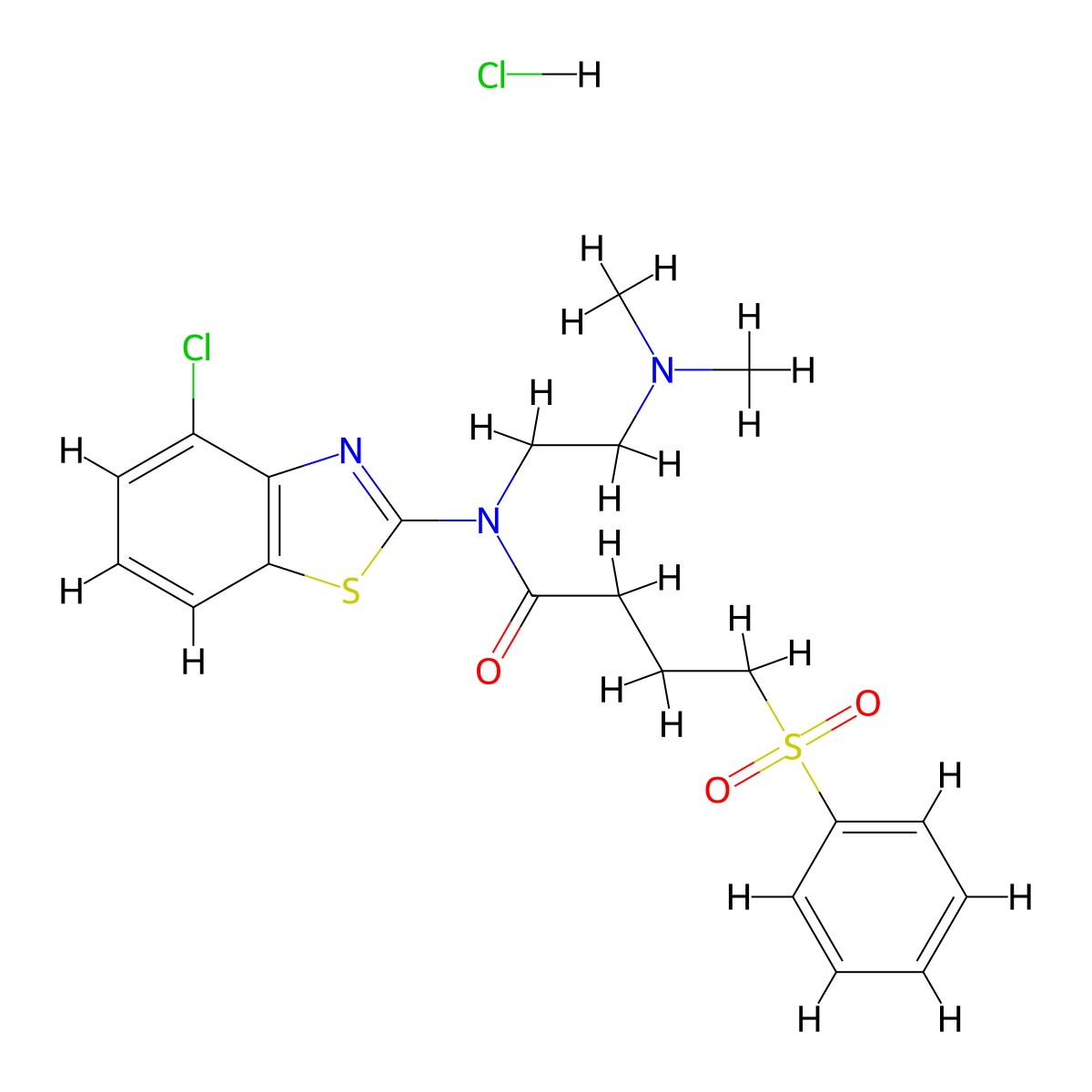 N-(4-chlorobenzo[d]thiazol-2-yl)-N-(2-(dimethylamino)ethyl)-4-(phenylsulfonyl)butanamide hydrochloride molecular structure, CAS 1215751-98-6