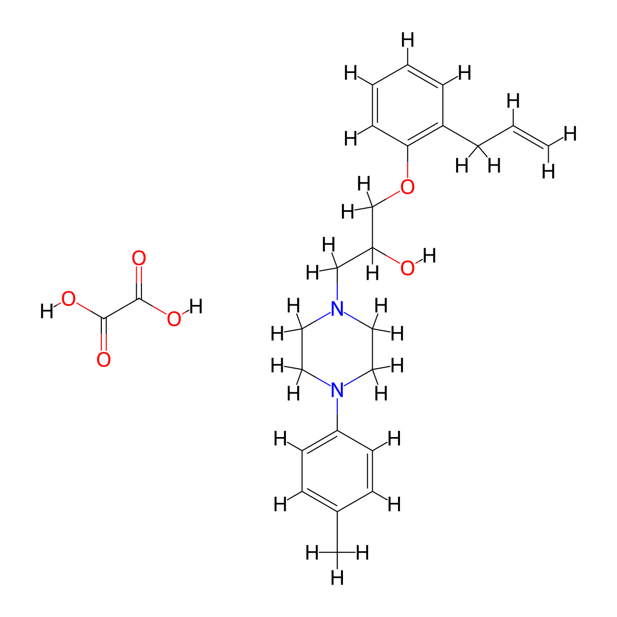 1-(2-Allylphenoxy)-3-(4-(p-tolyl)piperazin-1-yl)propan-2-ol oxalate molecular structure, CAS 1215753-88-0